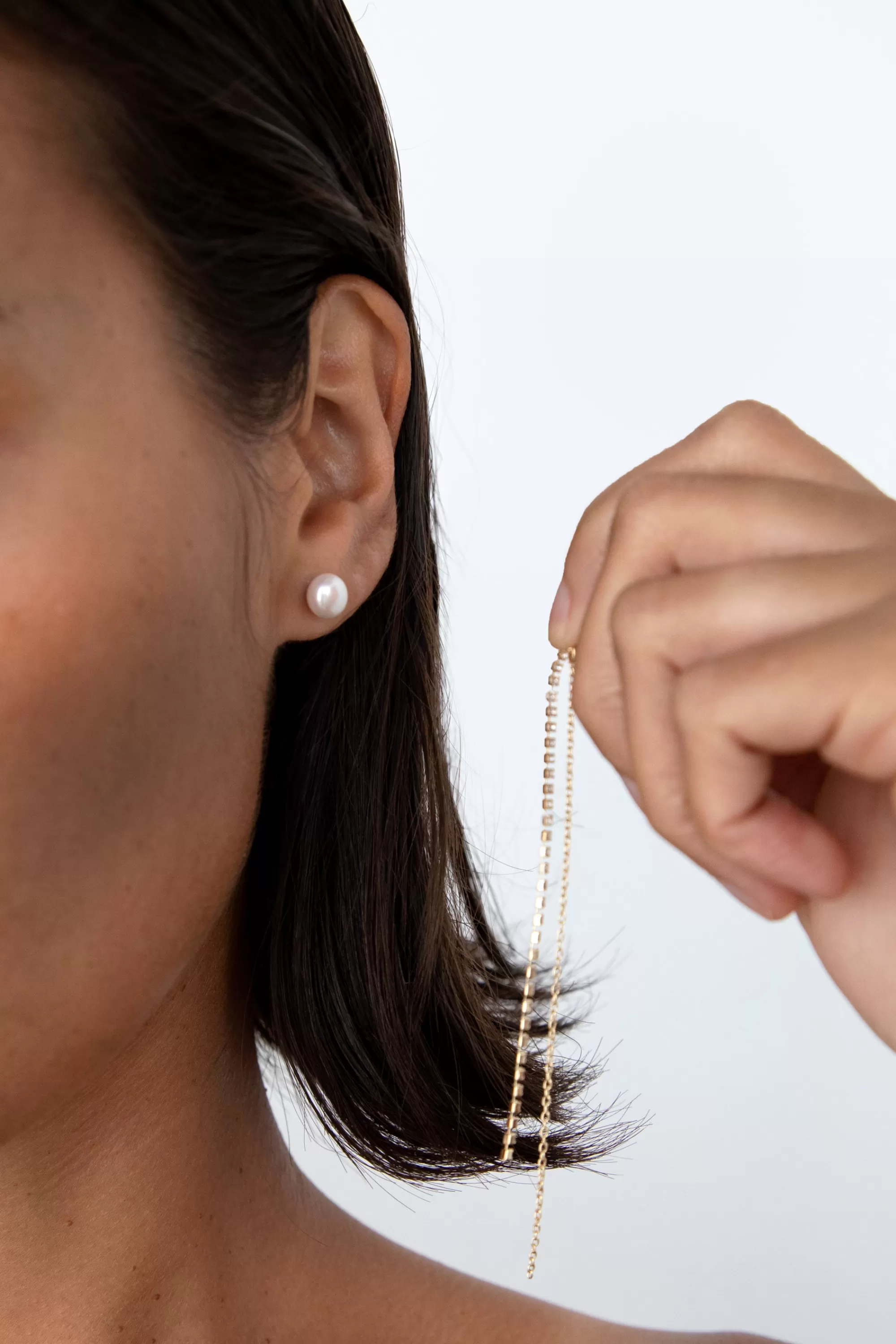 OAK + FORT CHAIN AND ZIRCONIA DROP EARRING | Women Earrings | Earrings