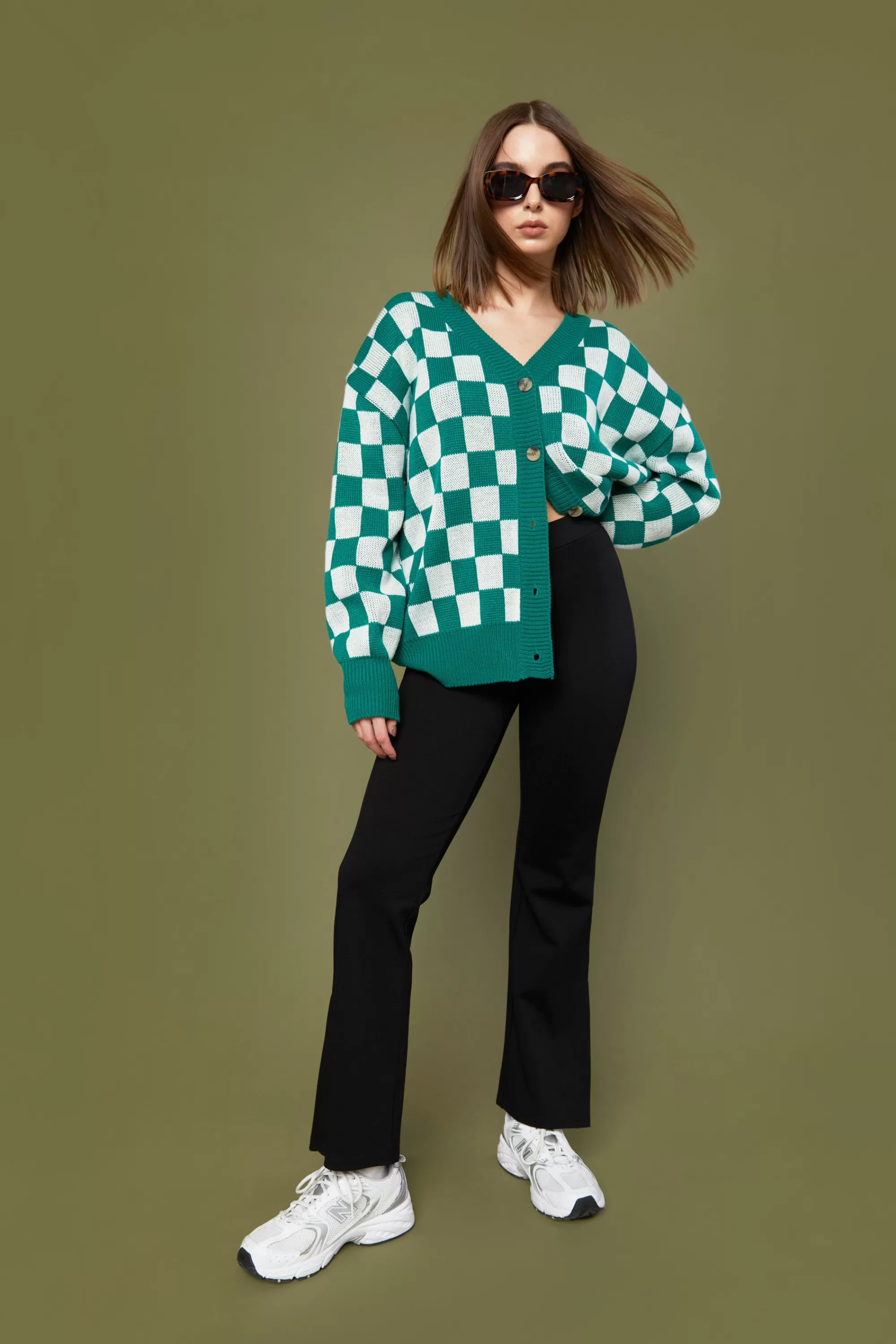 OAK + FORT CHECKERED CARDIGAN | Women Sweaters & Cardigans