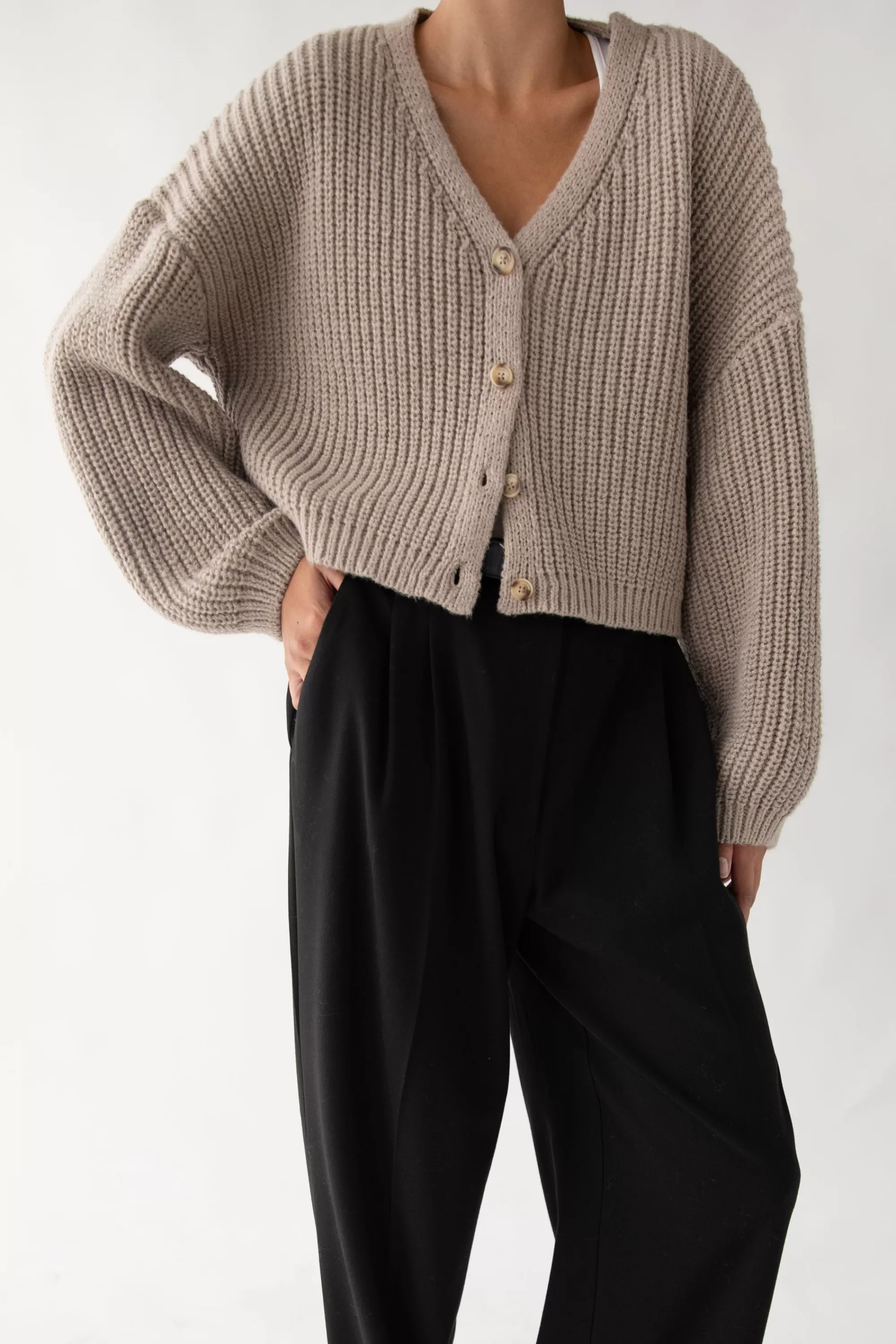 OAK + FORT CHUNKY KNIT OVERSIZED CARDIGAN | Women Sweaters & Cardigans