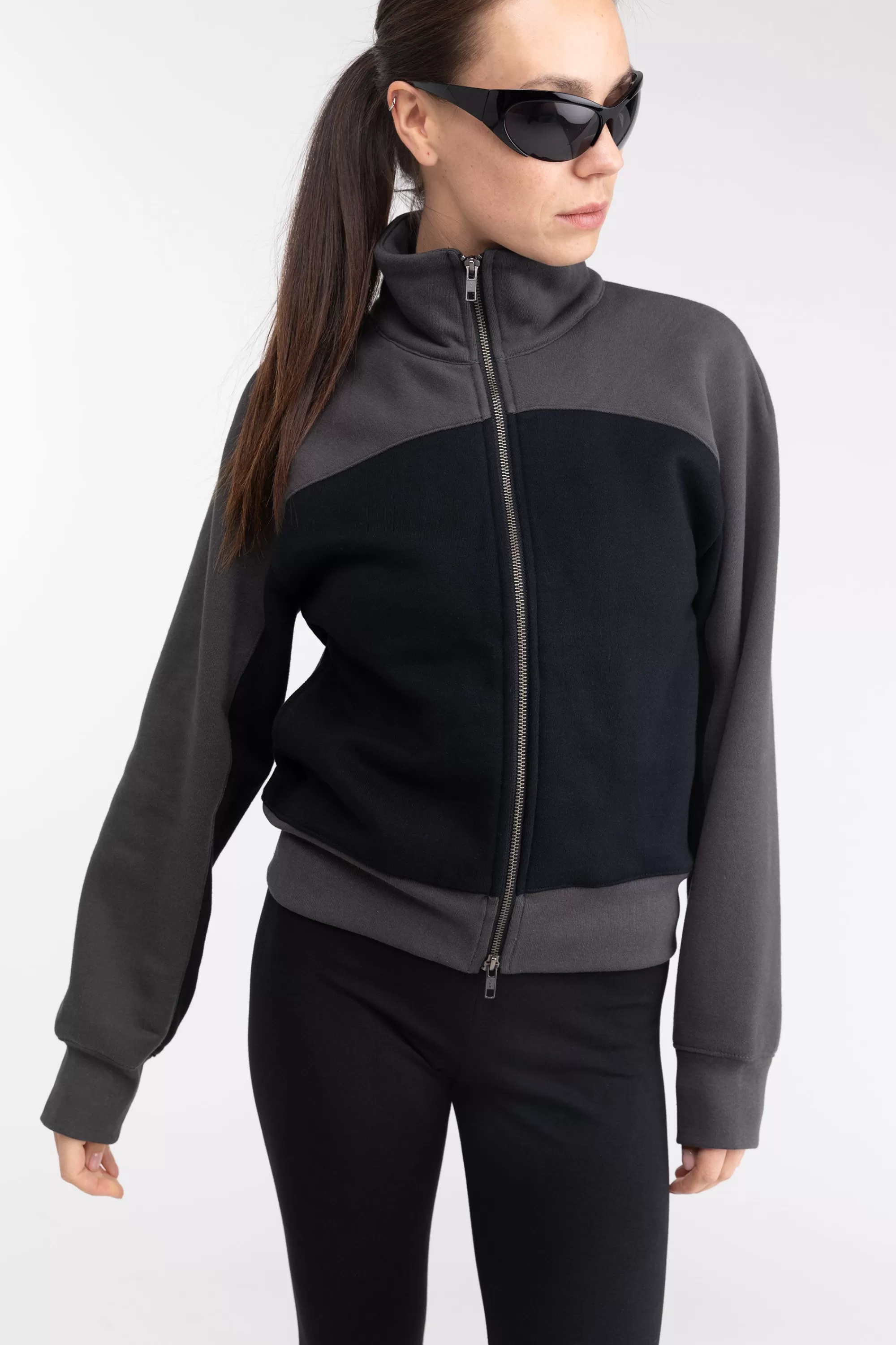 OAK + FORT COLOUR BLOCK ZIP-UP JACKET | Women Tops