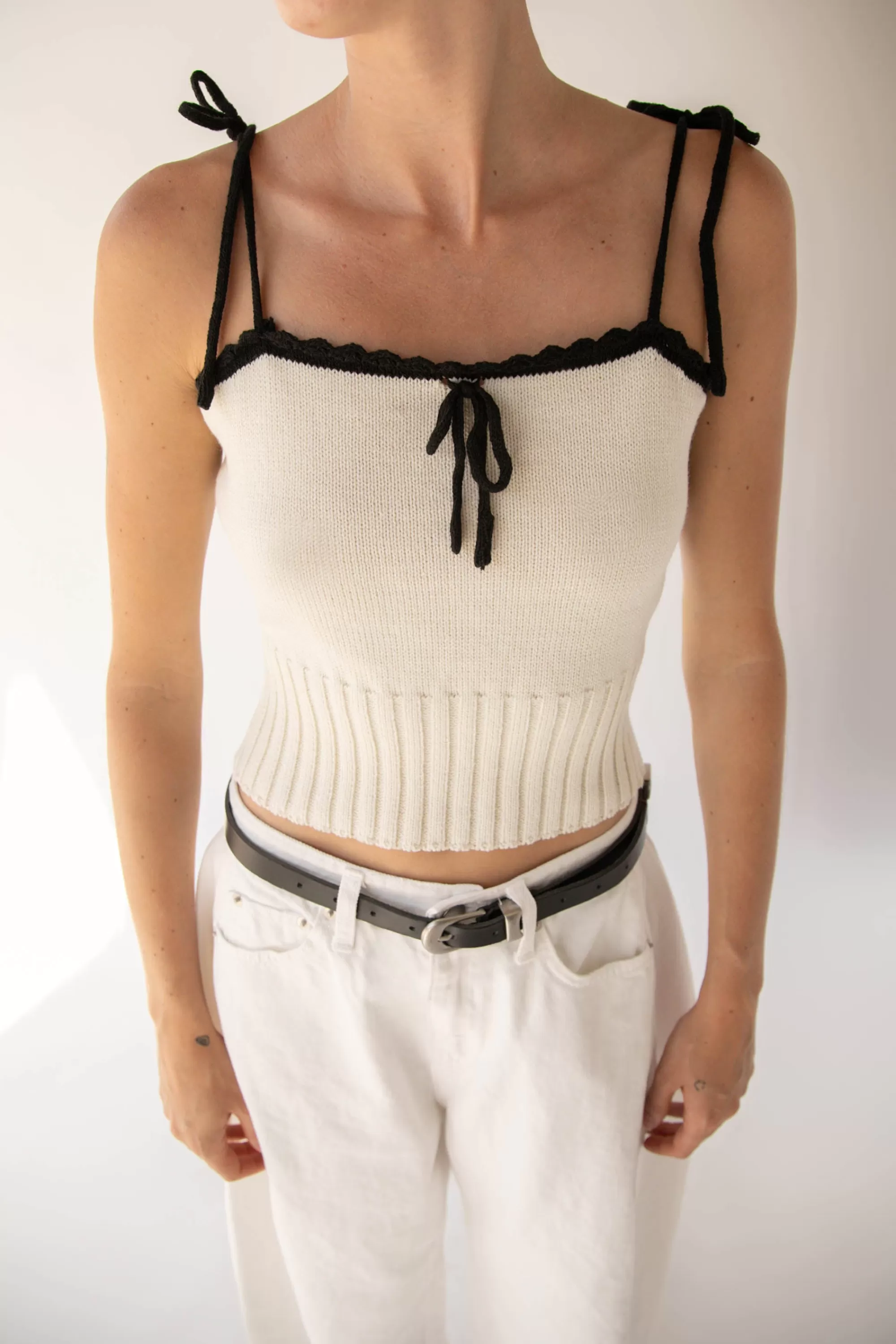OAK + FORT CONTRAST STITCH KNIT TANK | Women Tops | Sweaters & Cardigans