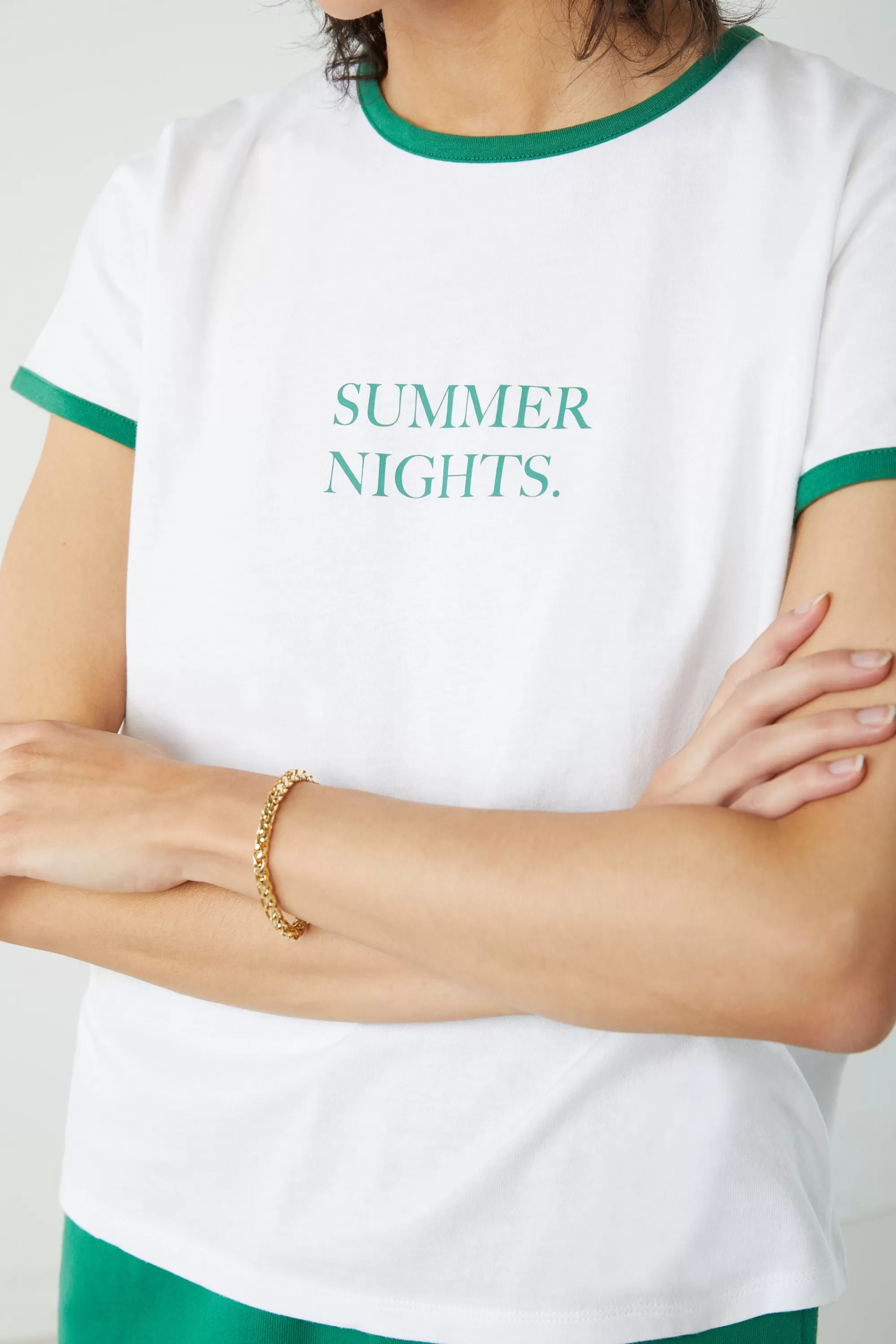 OAK + FORT CONTRAST TRIM TEE | Women Tops