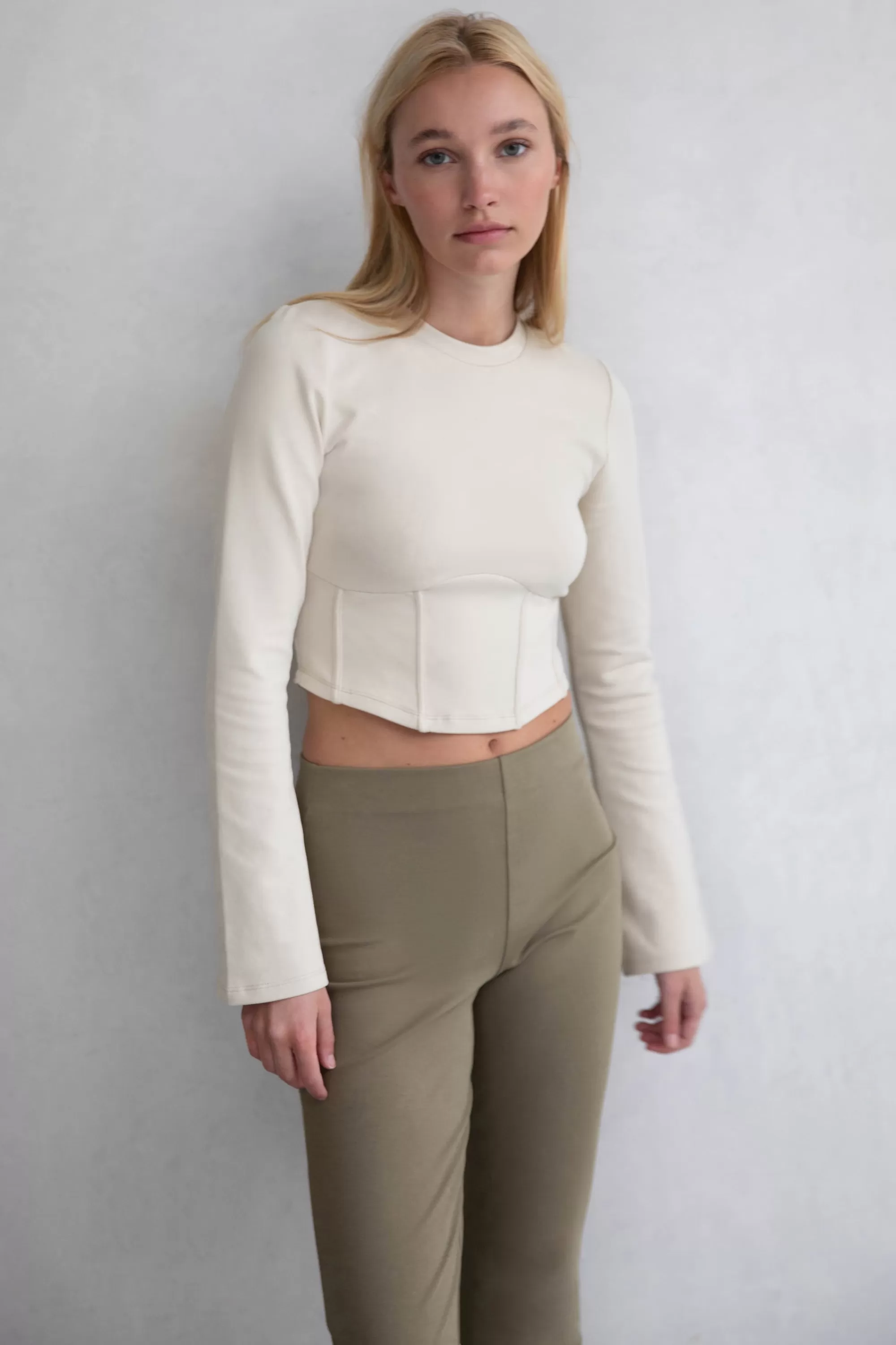 OAK + FORT CORSET LONG SLEEVE TOP | Women Tops