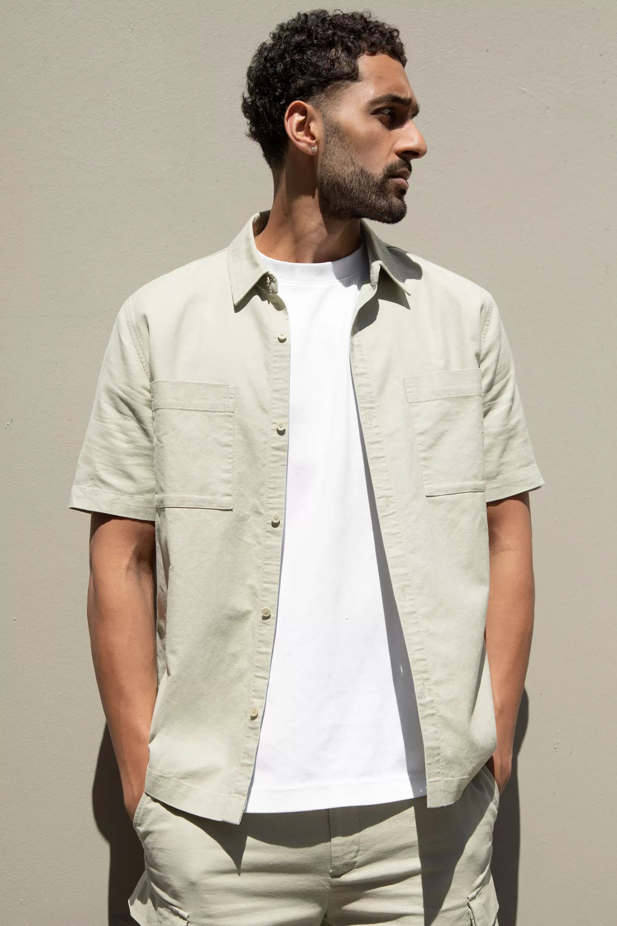 OAK + FORT COTTON LINEN CARGO SHORT SLEEVE SHIRT | Matching Sets