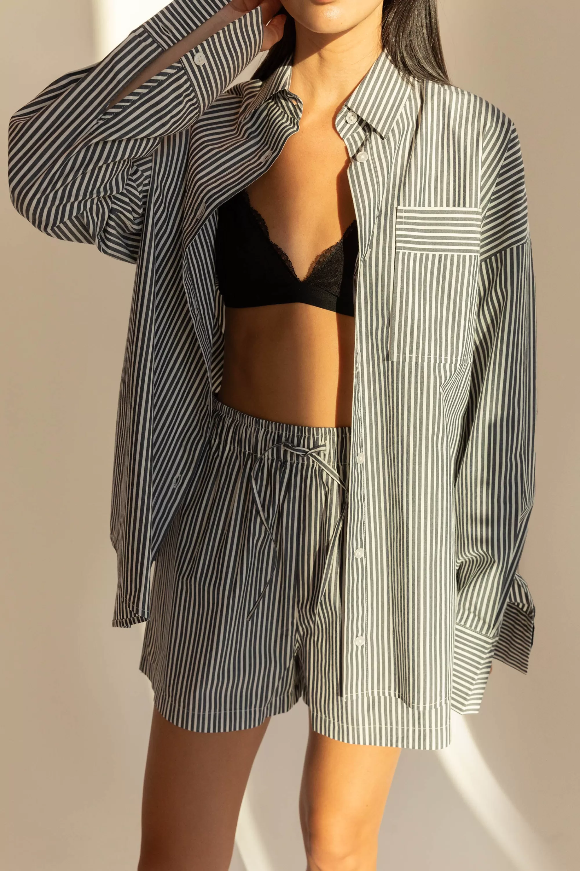 OAK + FORT COTTON POPLIN STRIPED SHIRT | Women Tops
