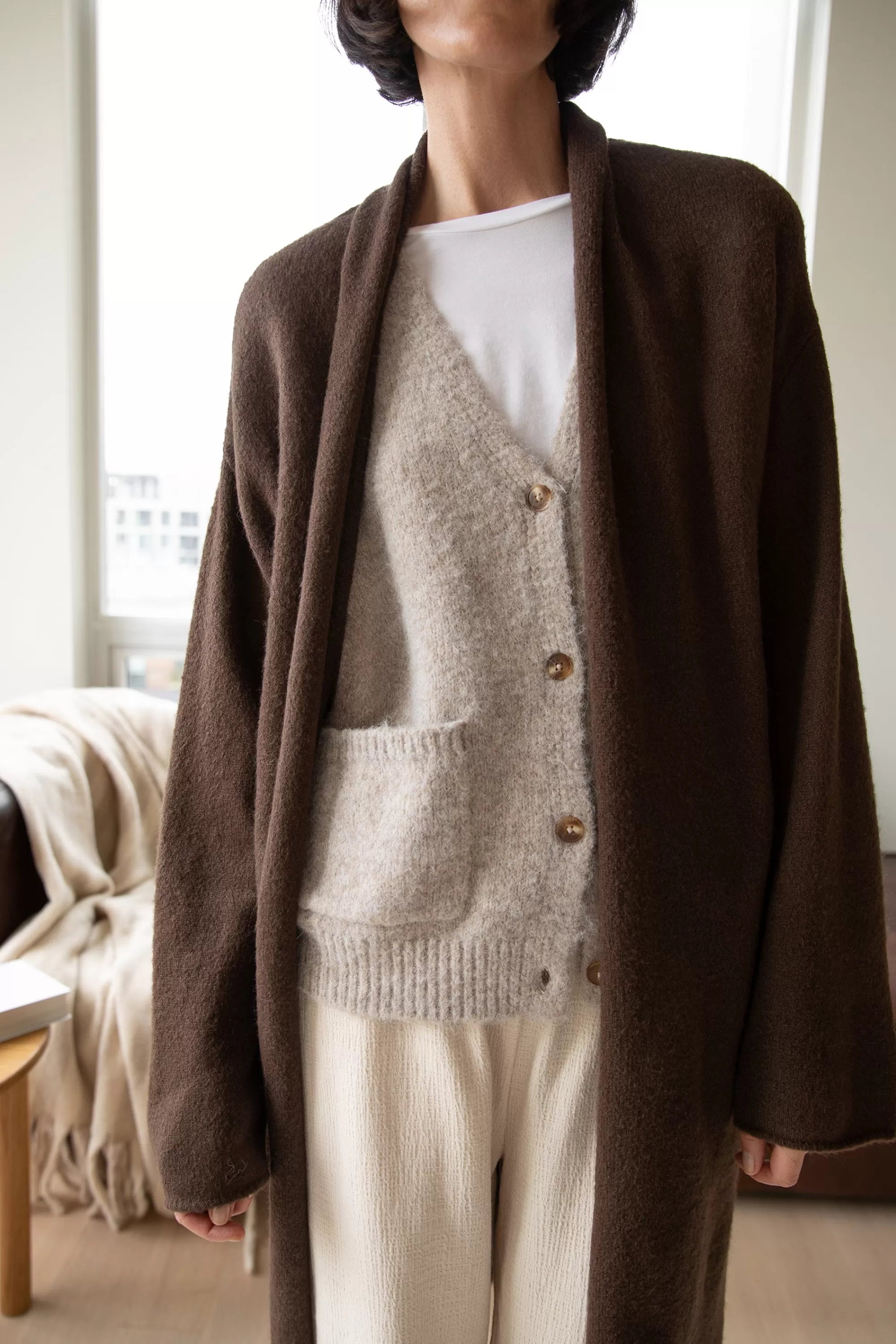 OAK + FORT COZY LONG OPEN FRONT CARDIGAN | Women Sweaters & Cardigans