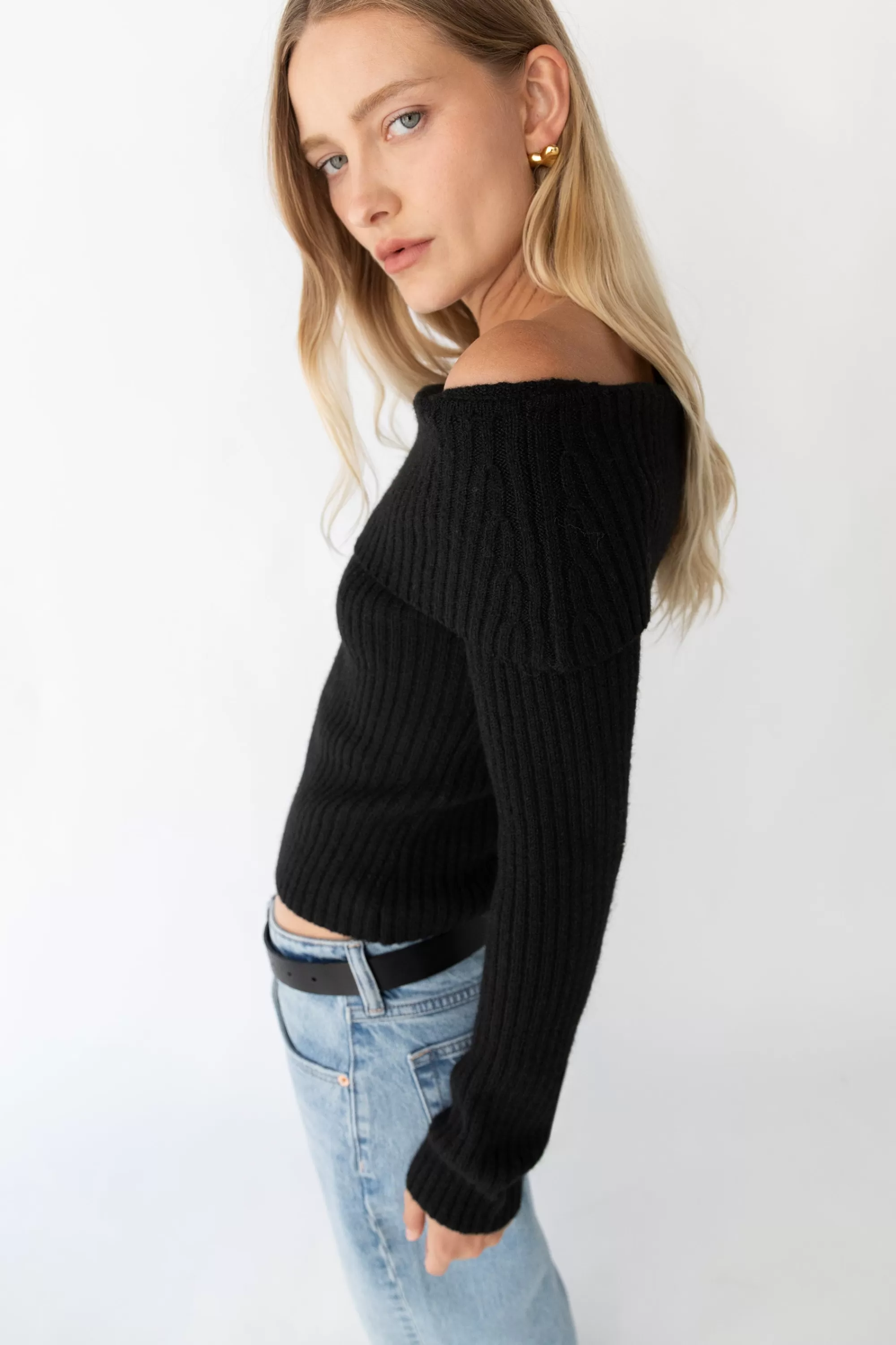 OAK + FORT CROPPED OFF THE SHOULDER SWEATER | Women Sweaters & Cardigans