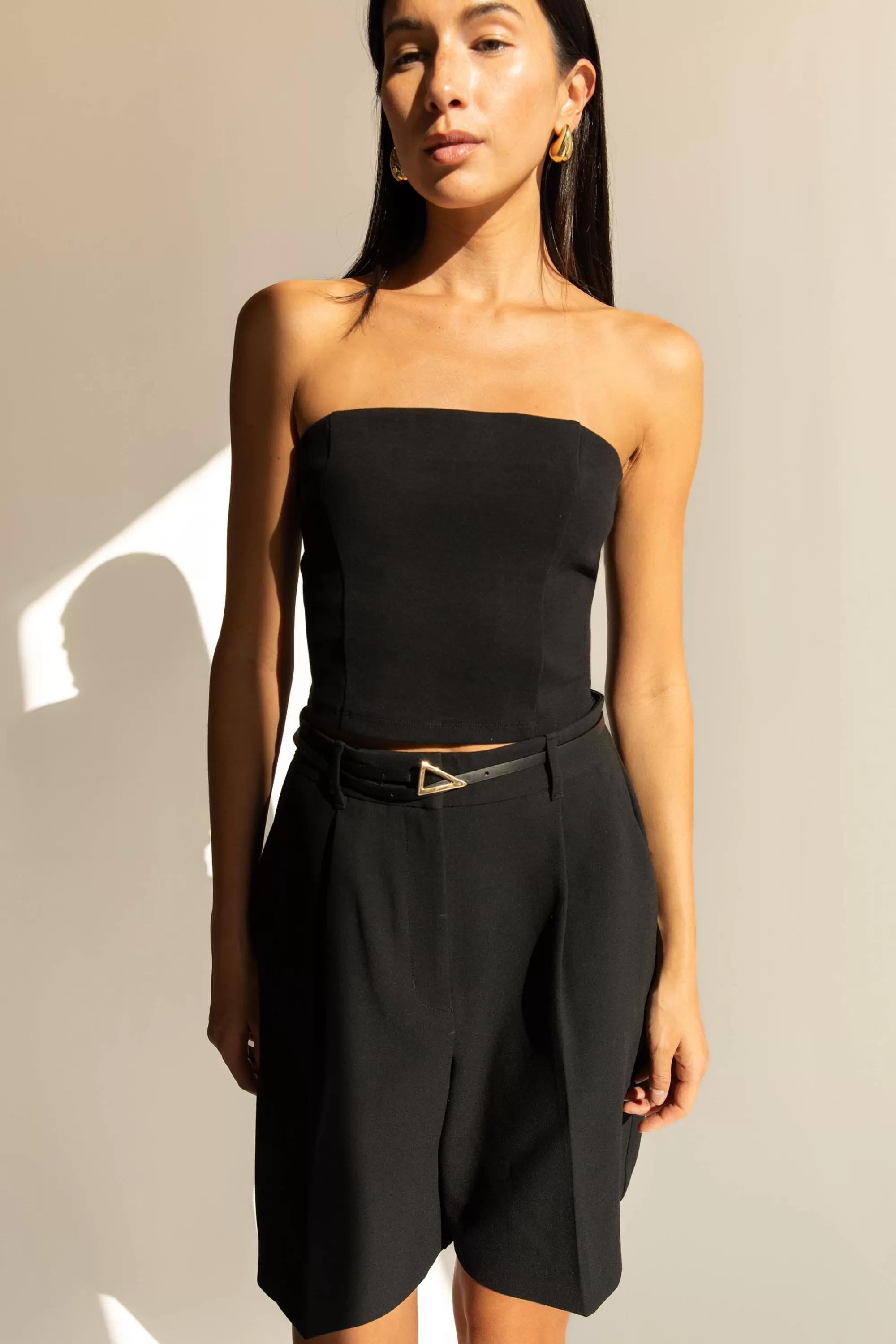 OAK + FORT CROPPED PONTE KNIT TUBE TOP | Women Tops
