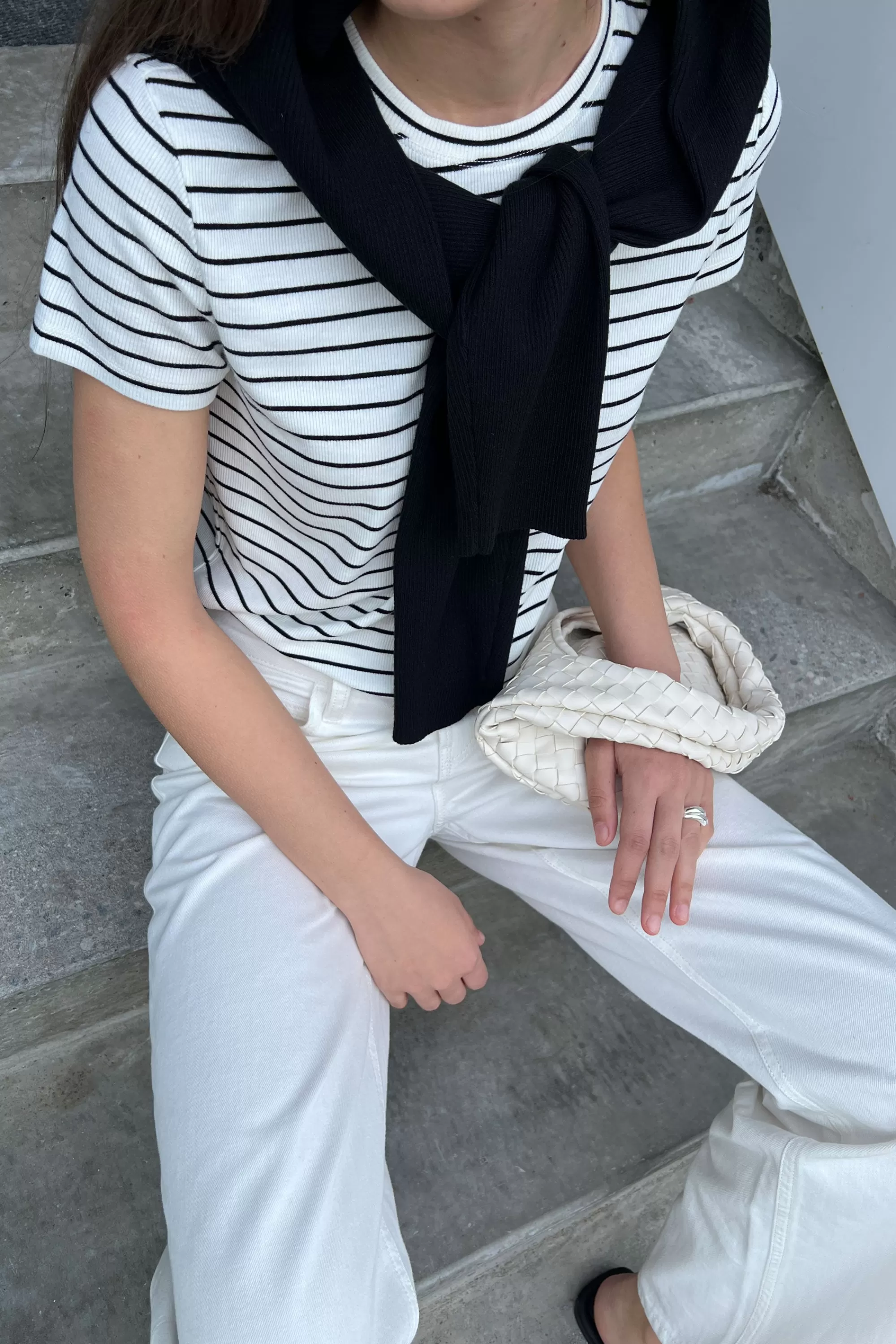 OAK + FORT CROPPED STRIPED T-SHIRT | Women Tops