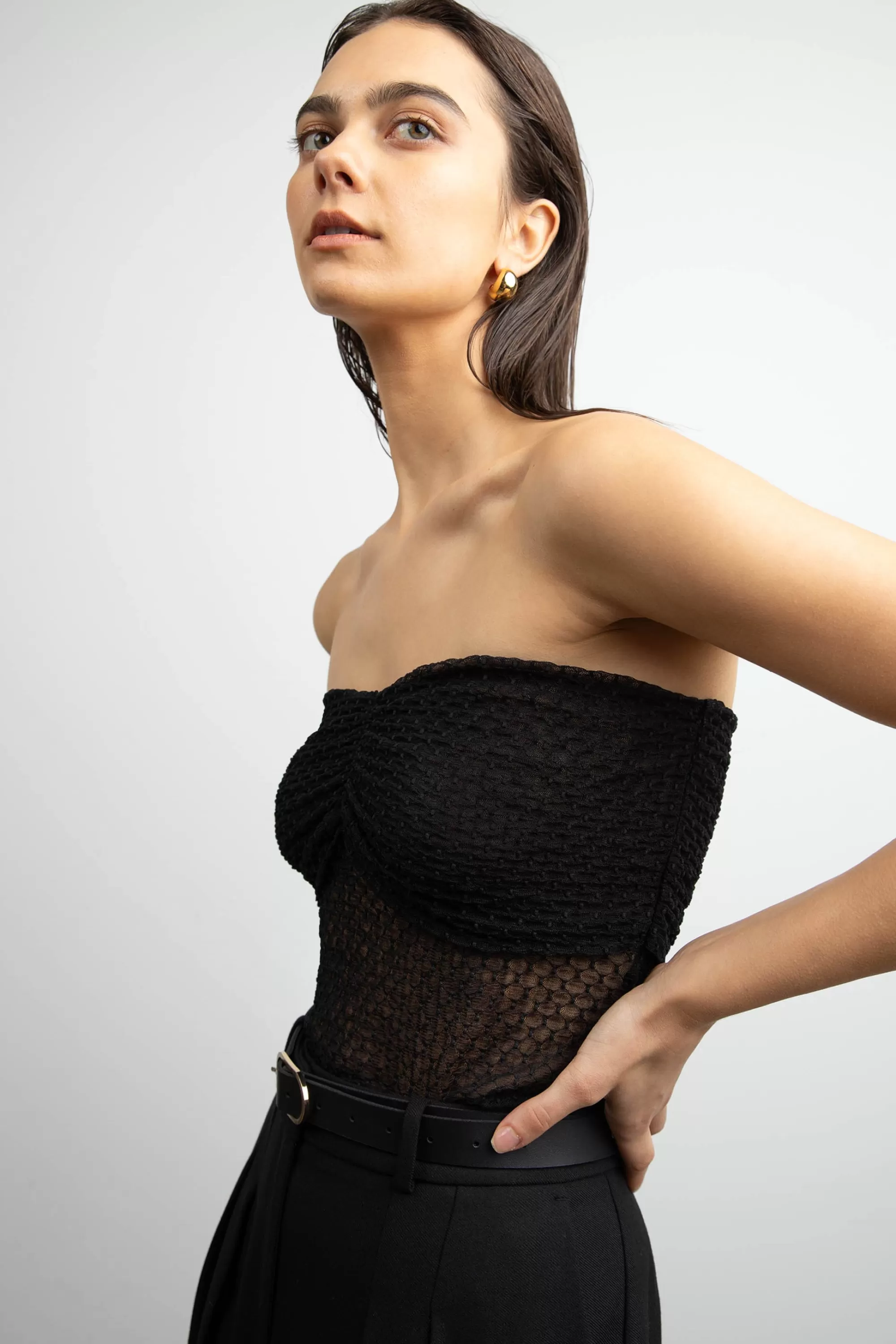 OAK + FORT DOTTED MESH TUBE TOP | Women Tops