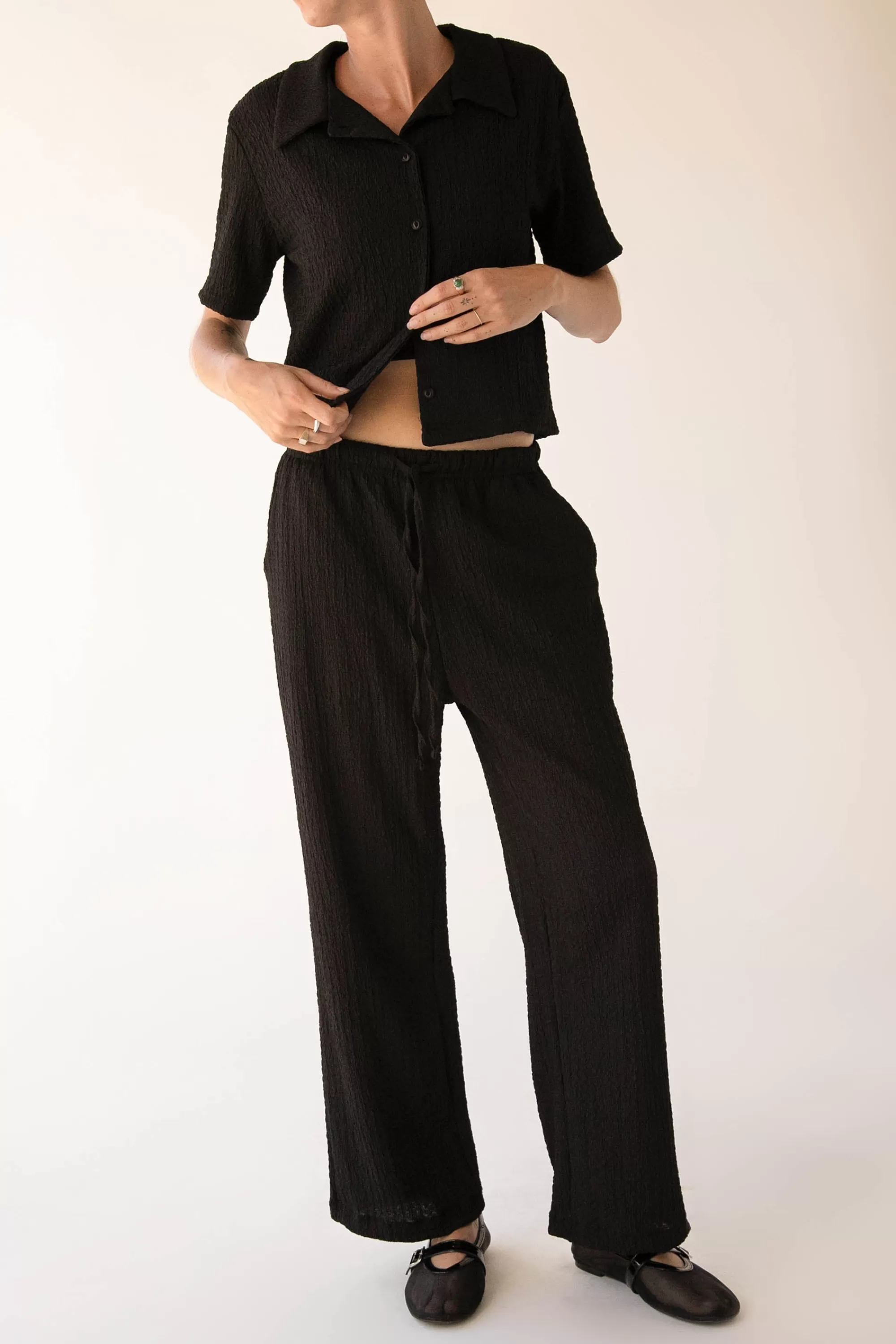 OAK + FORT DRAWSTRING CRINKLE PANT | Women Pants