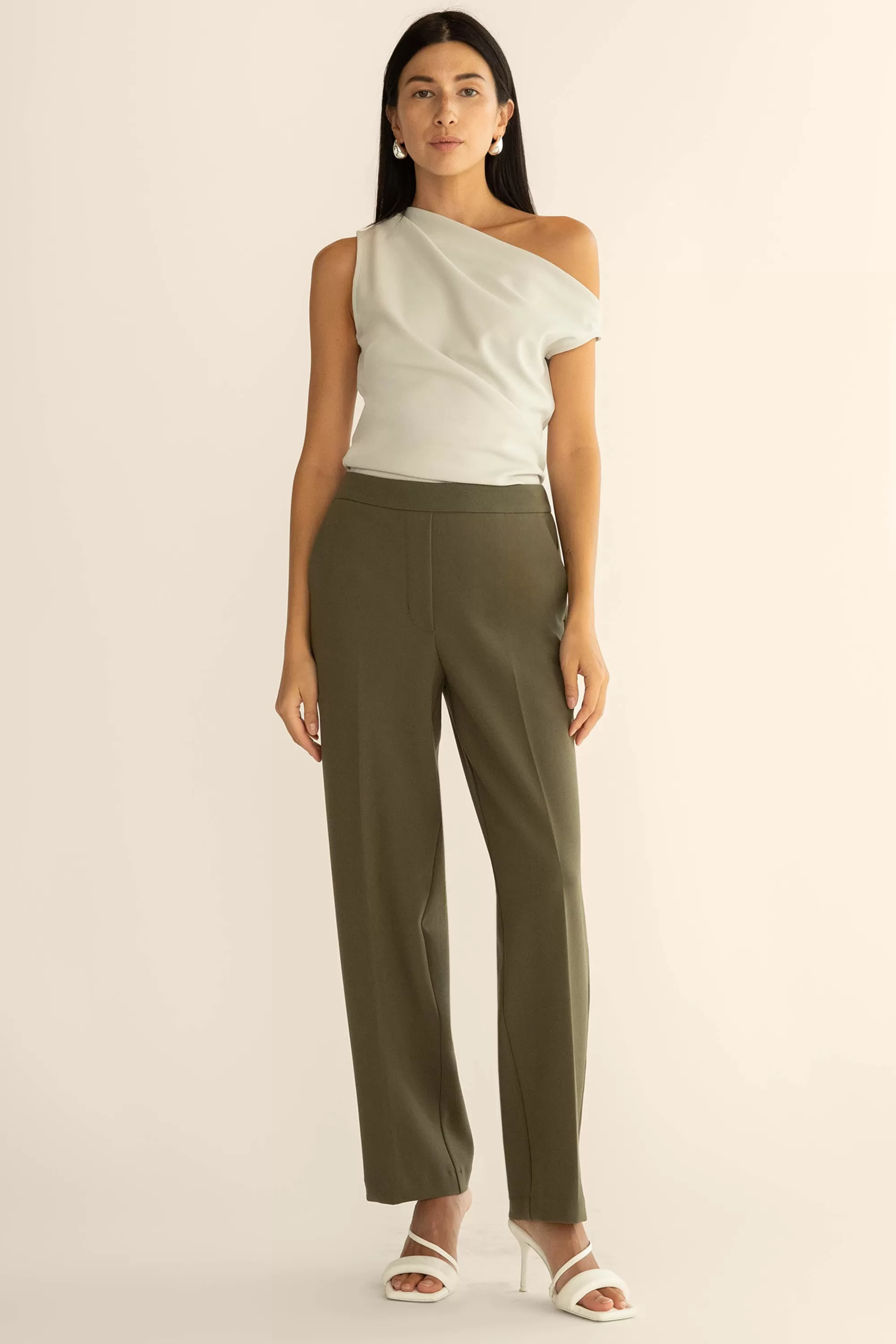OAK + FORT ELASTIC WAIST TAPERED PANT | Women Pants