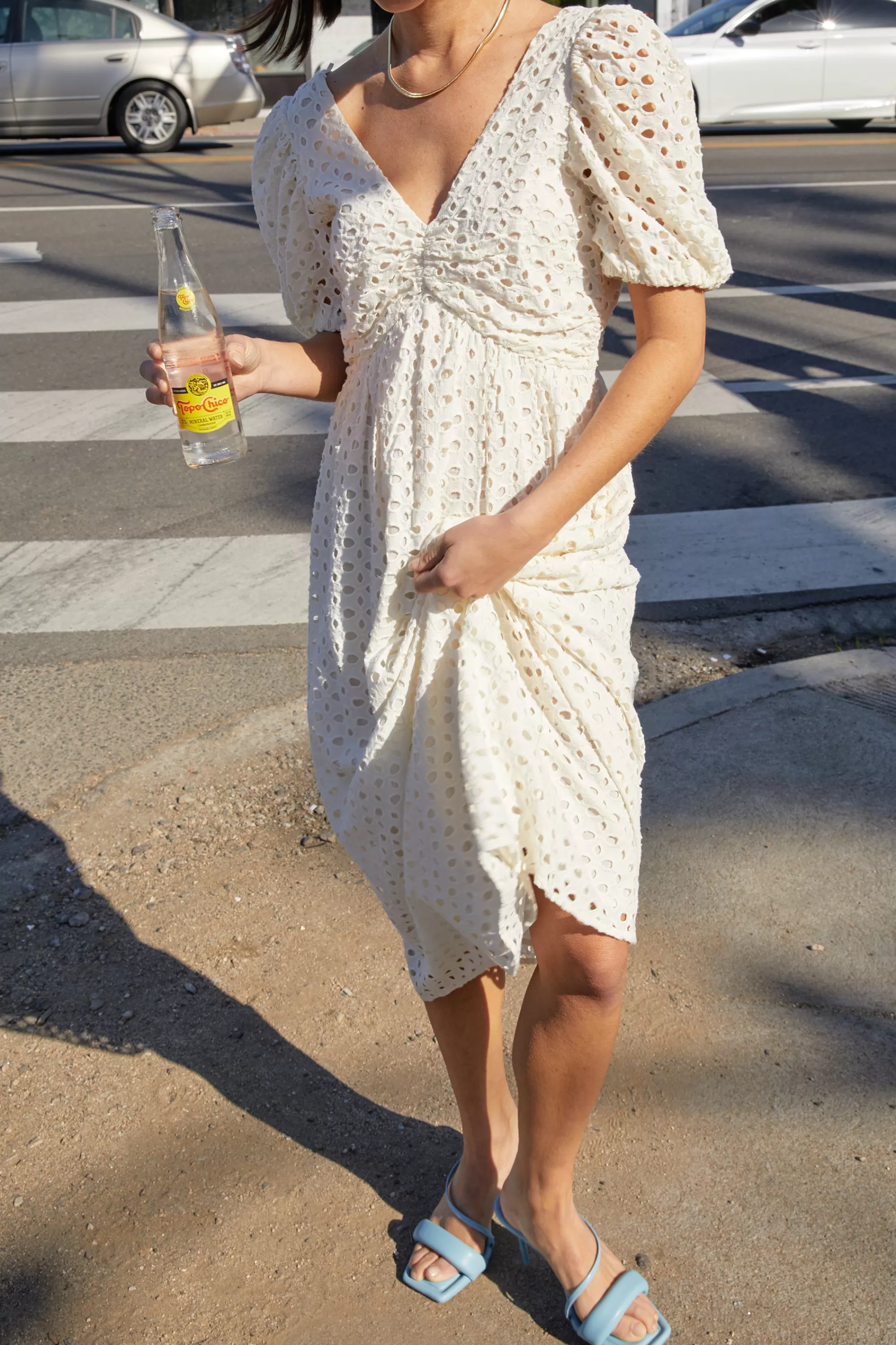 OAK + FORT EYELET MIDI DRESS | Women Dresses