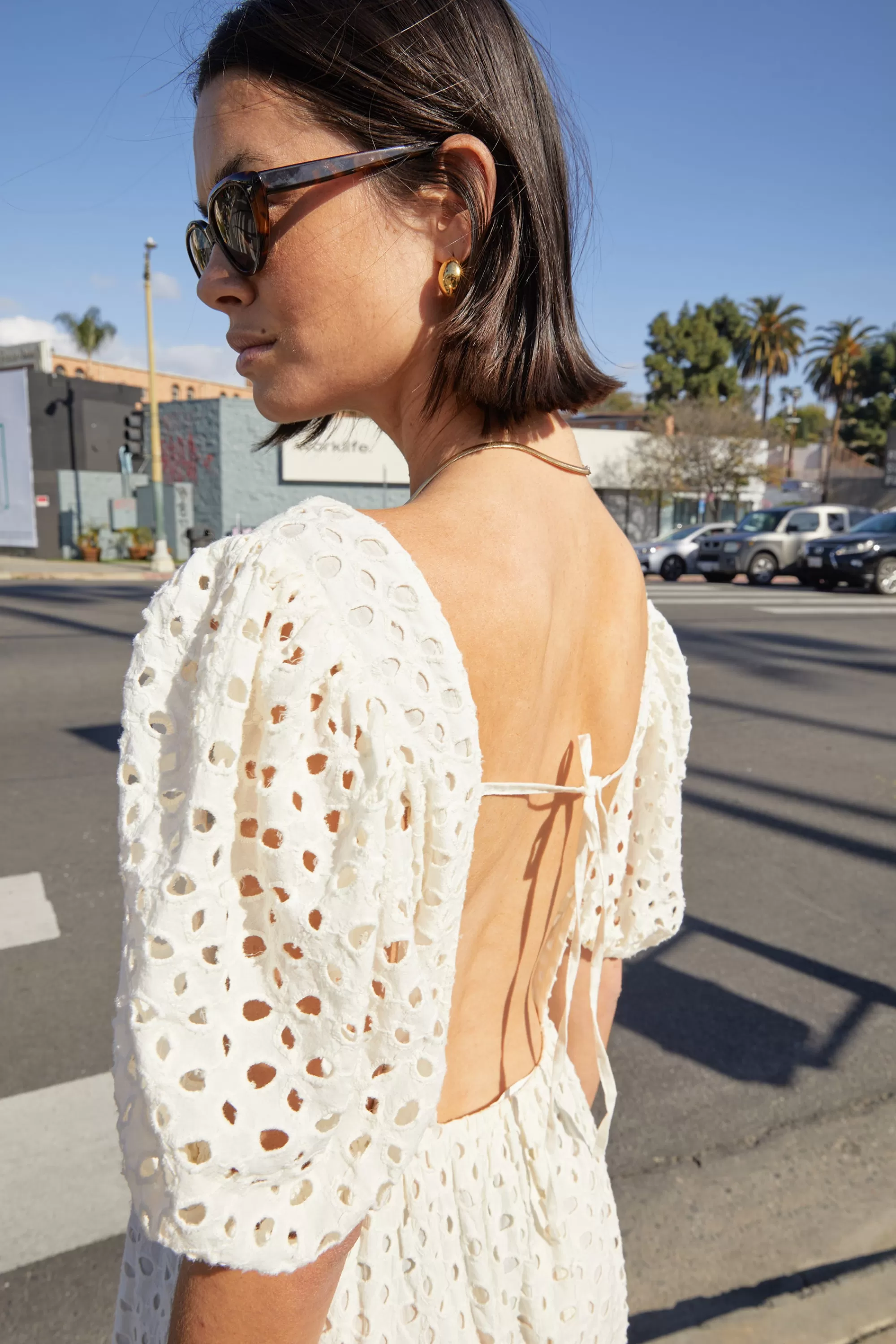 OAK + FORT EYELET MIDI DRESS | Women Dresses