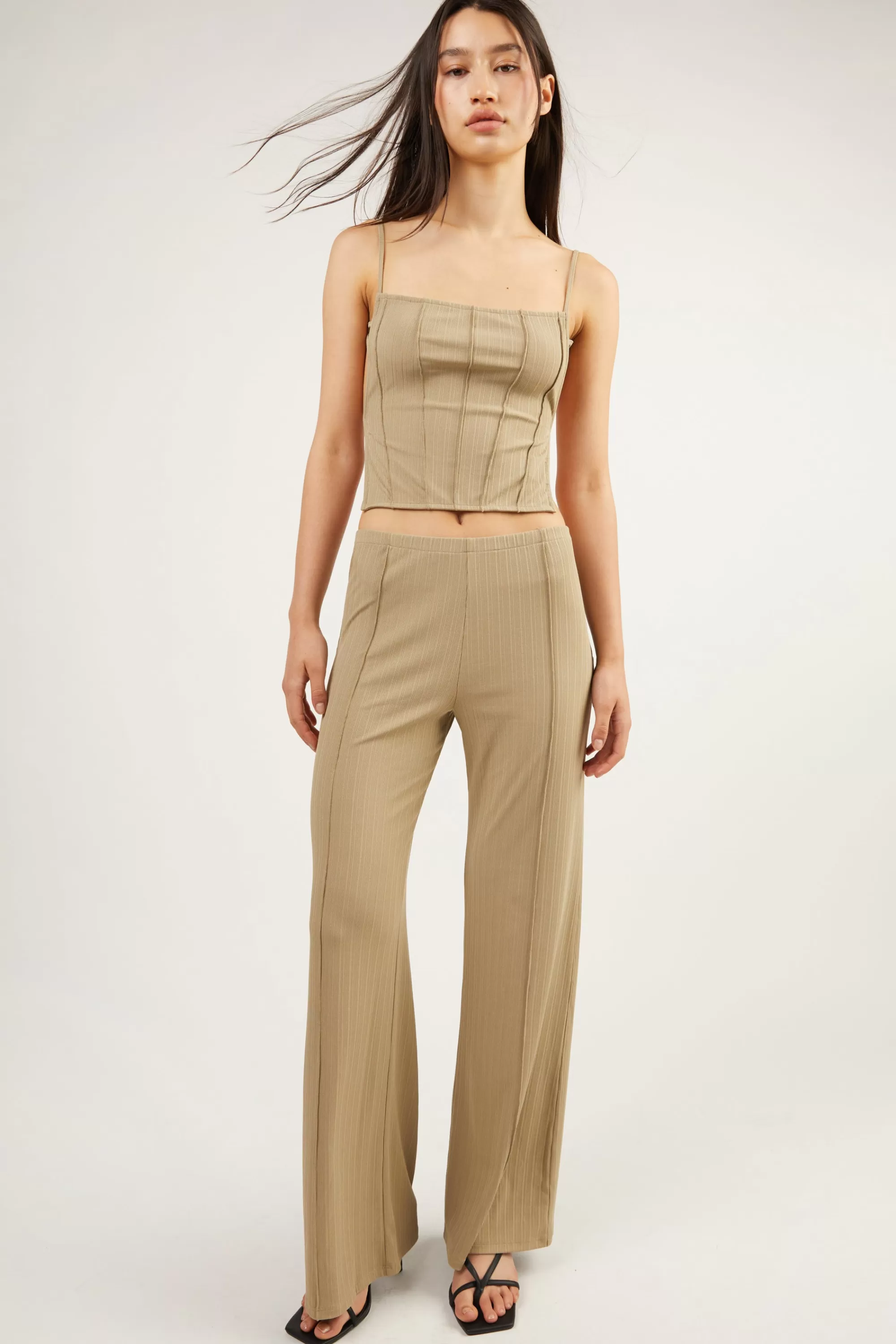 OAK + FORT FLARED PANT WITH STITCH DETAILS | Women Pants