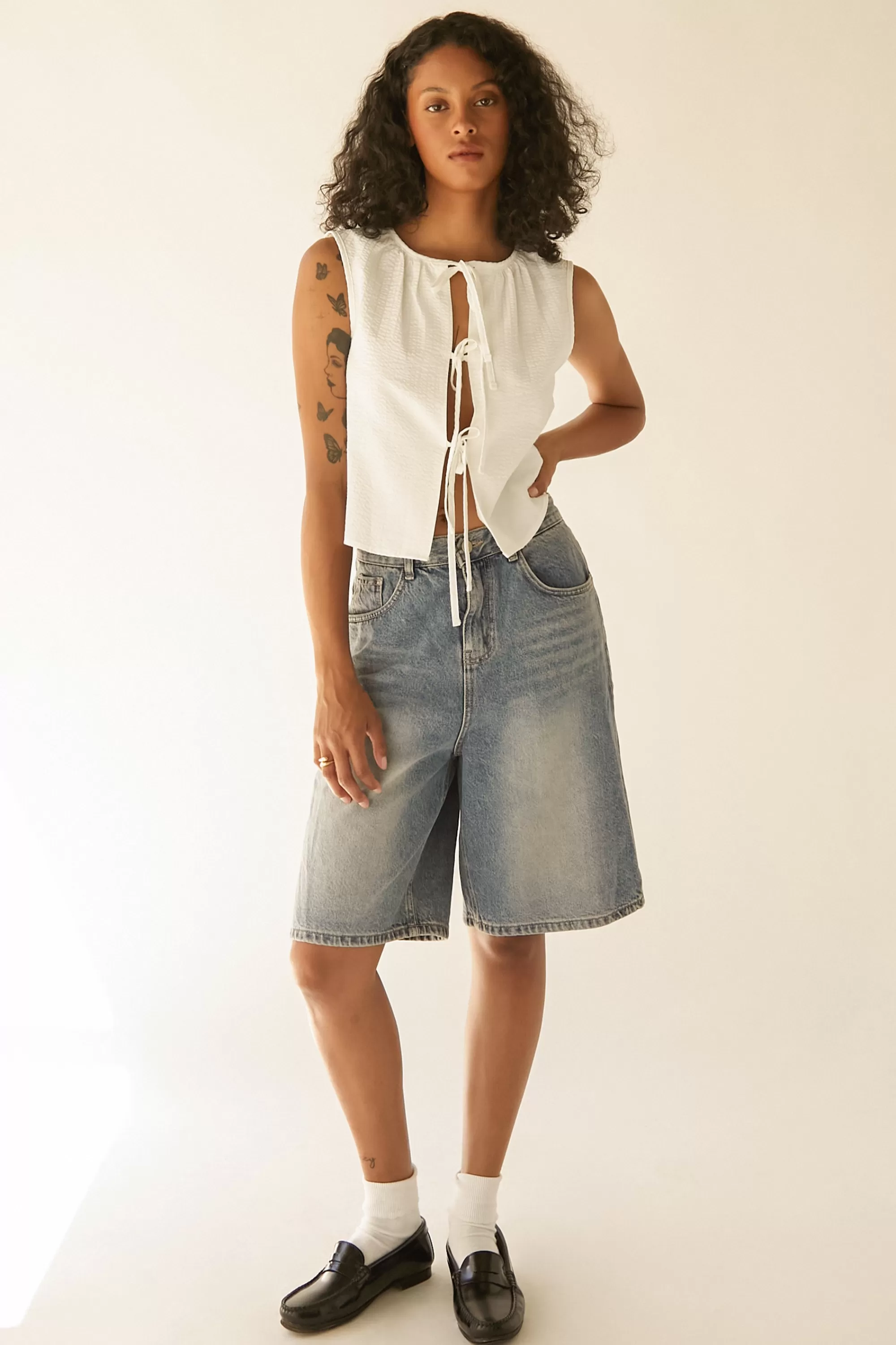 OAK + FORT FRONT TIE VEST | Women Tops