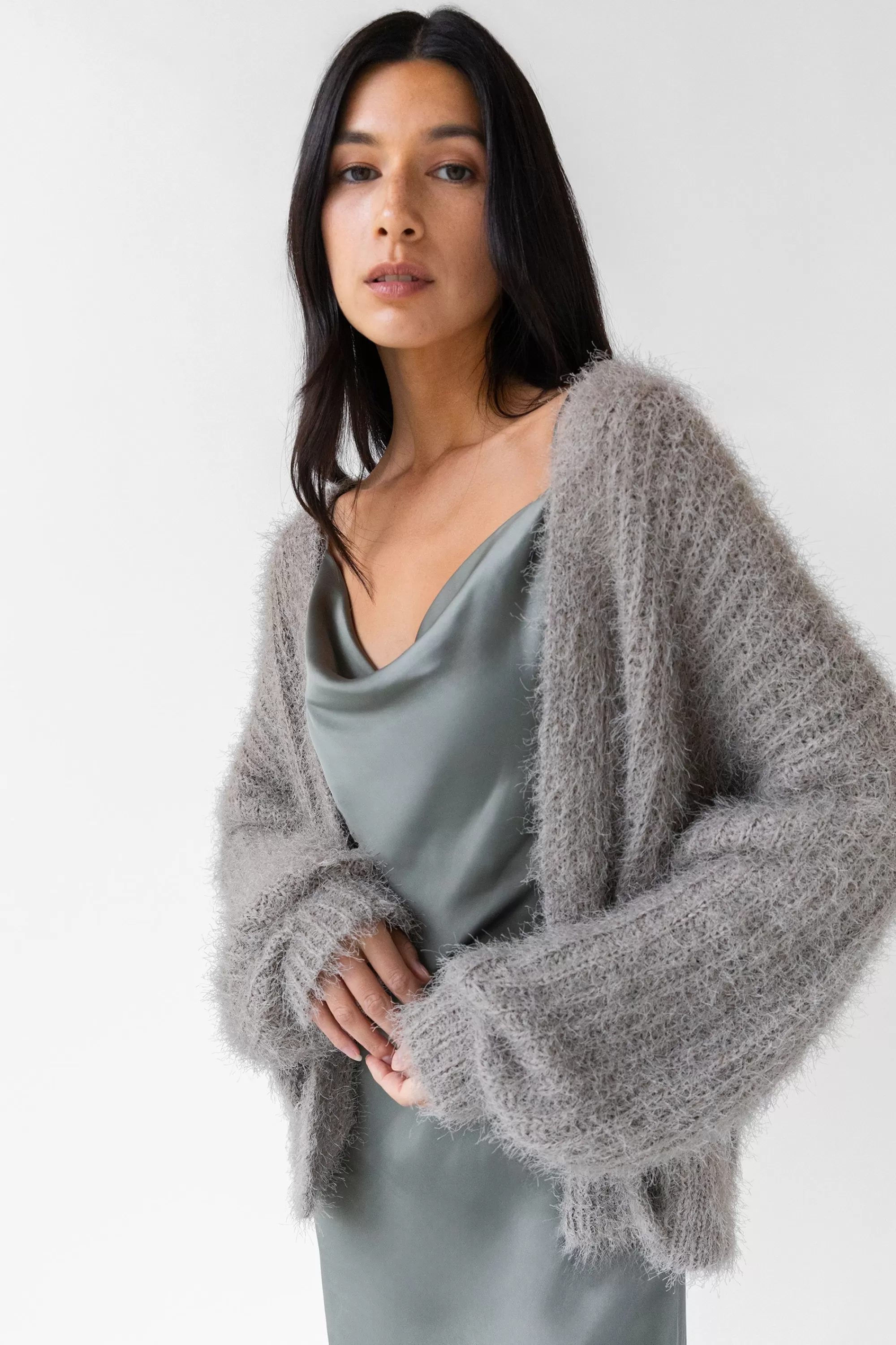 OAK + FORT FUZZY OPEN FRONT CARDIGAN | Women Sweaters & Cardigans