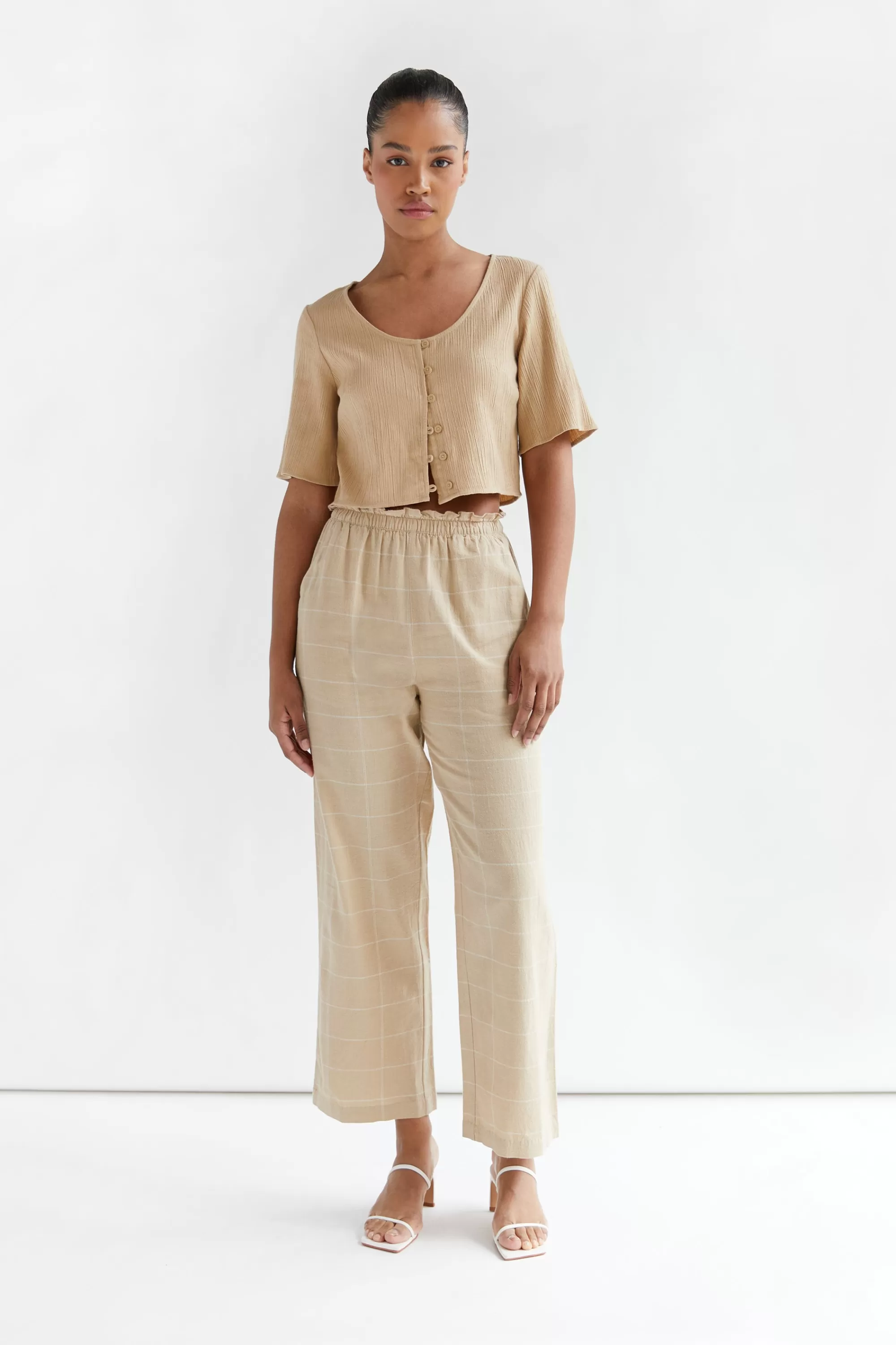 OAK + FORT GRID PRINT PANT | Women Pants
