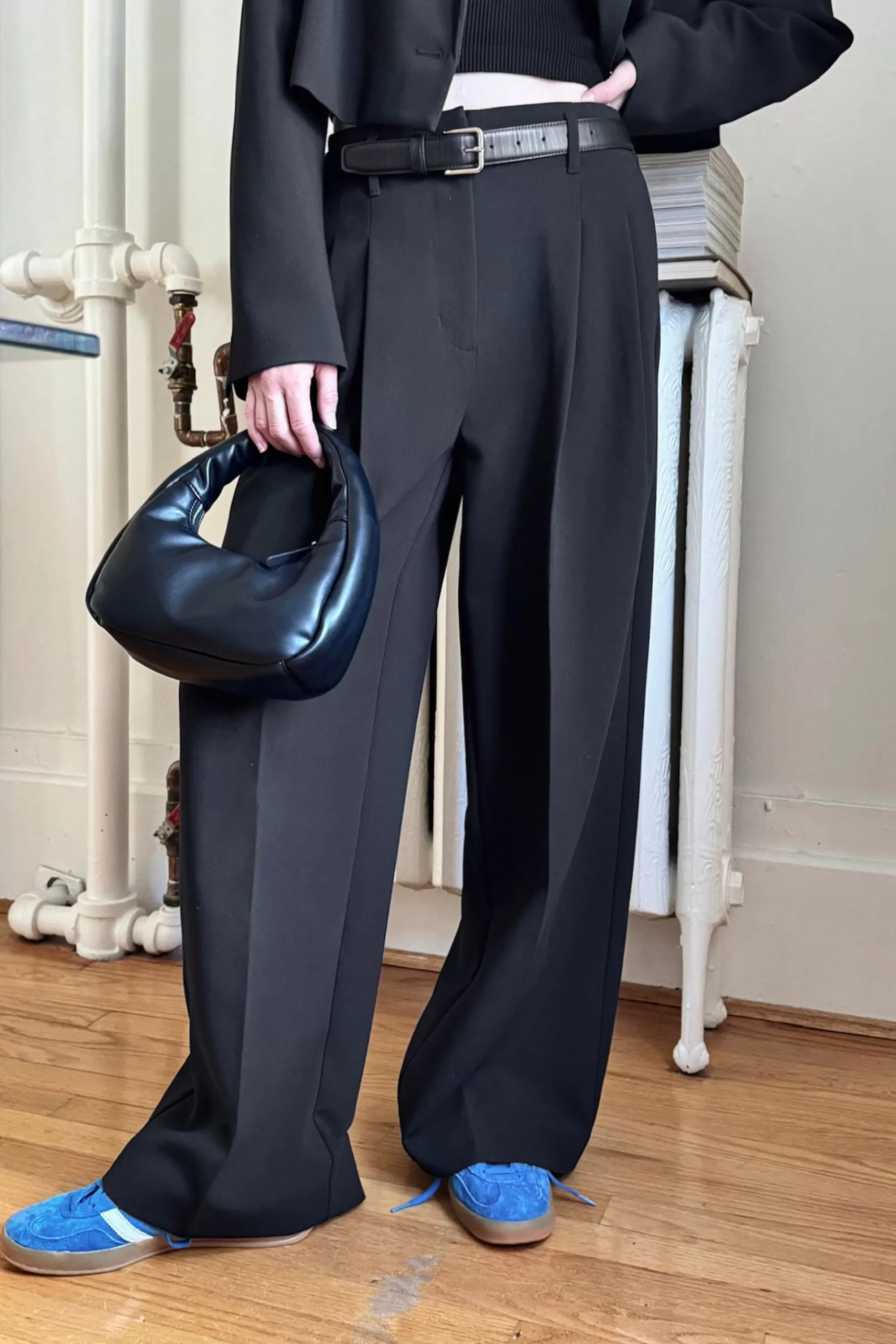 OAK + FORT HIGH-RISE WIDE LEG SUITING PANT | Women Pants