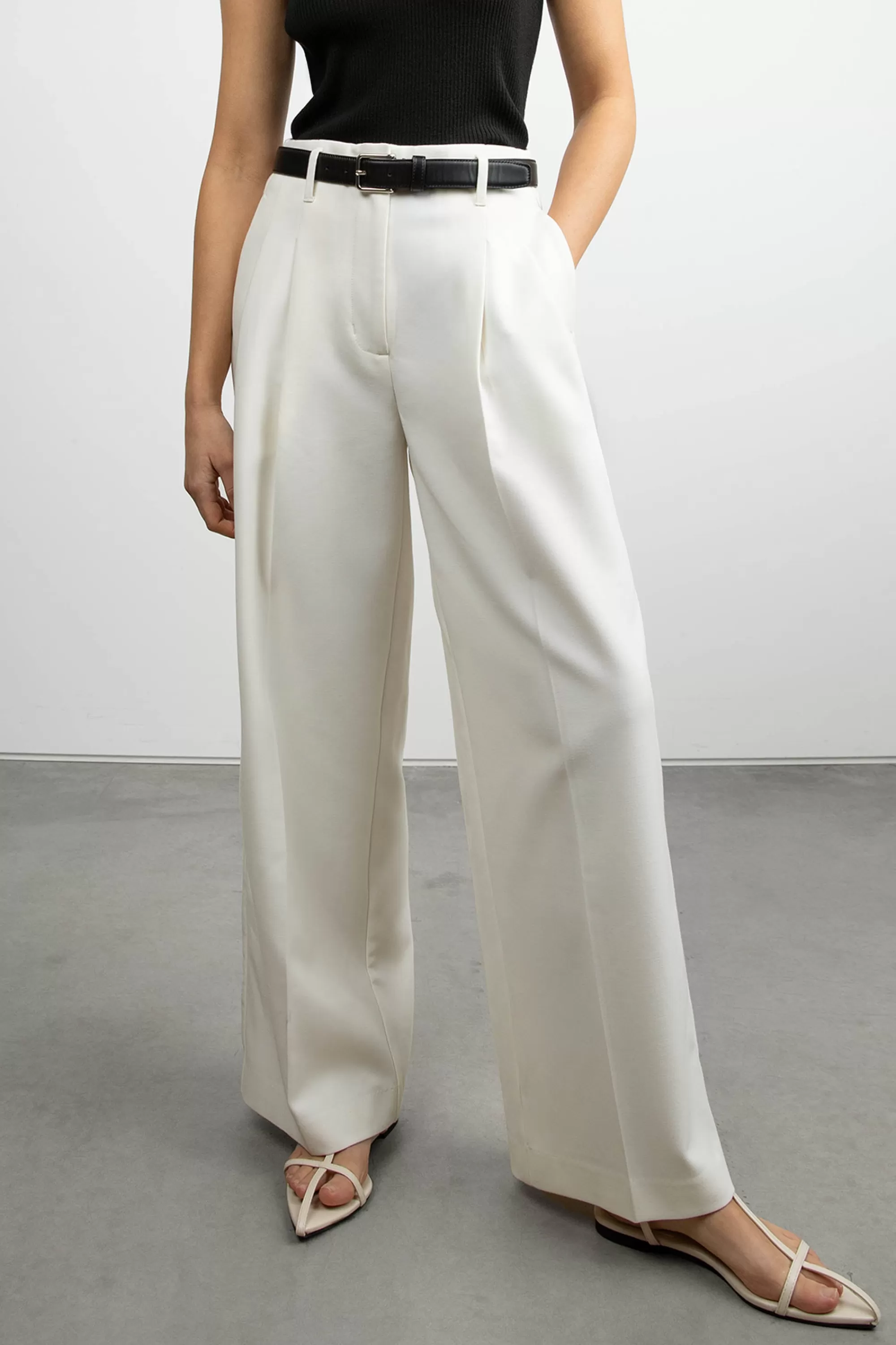 OAK + FORT HIGH-RISE WIDE LEG SUITING PANT | Women Pants