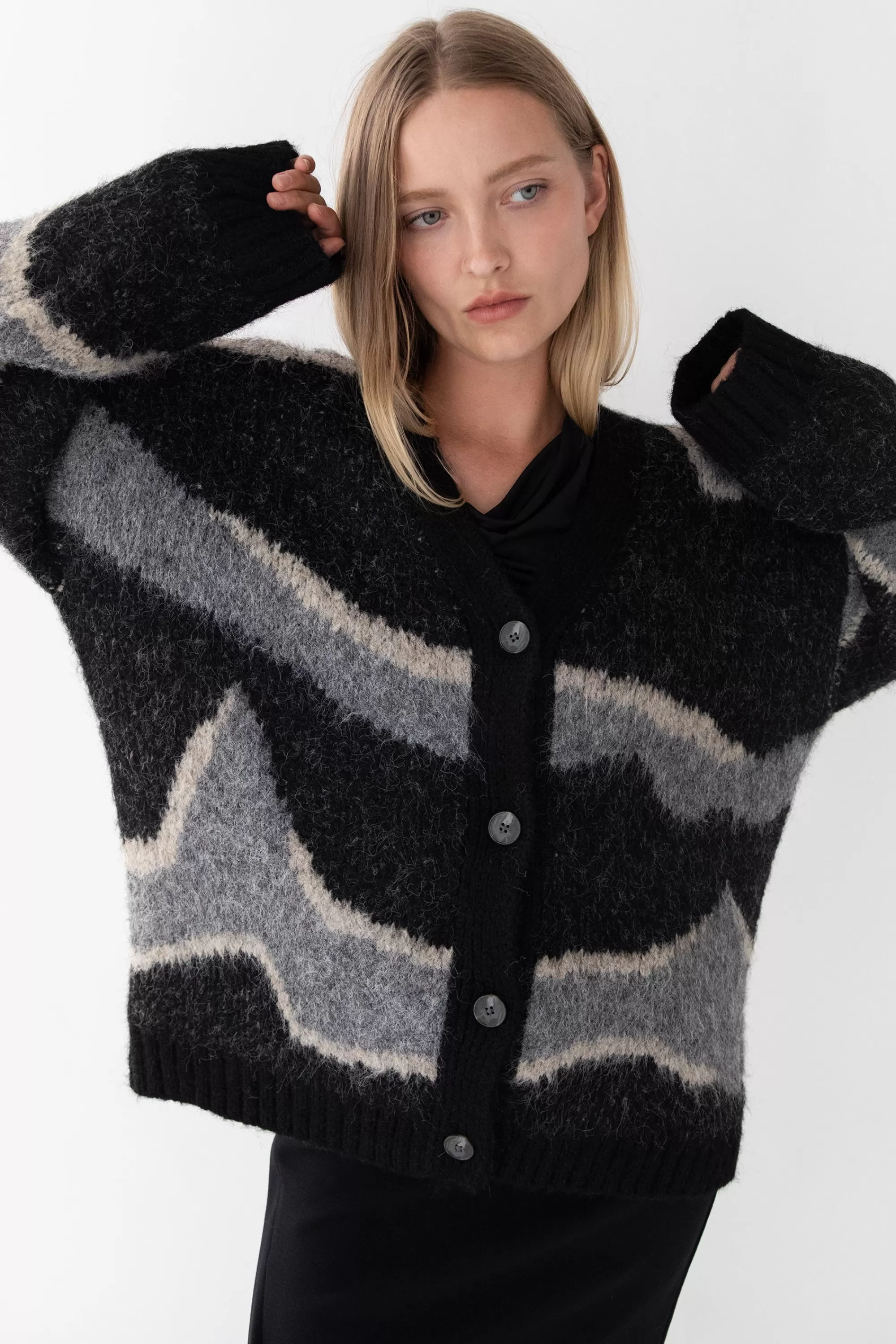 OAK + FORT INTARSIA KNIT CARDIGAN | Women Sweaters & Cardigans