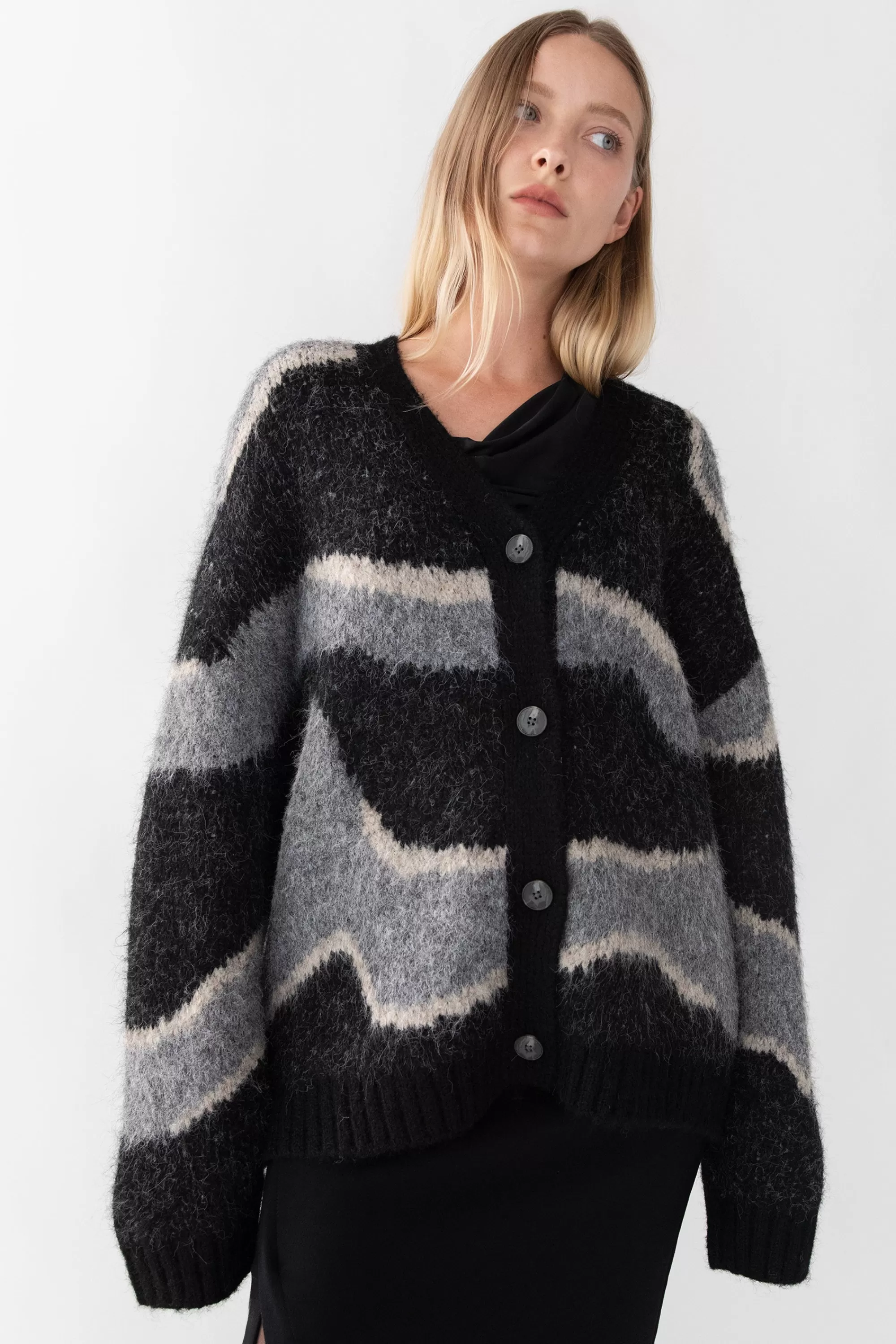 OAK + FORT INTARSIA KNIT CARDIGAN | Women Sweaters & Cardigans