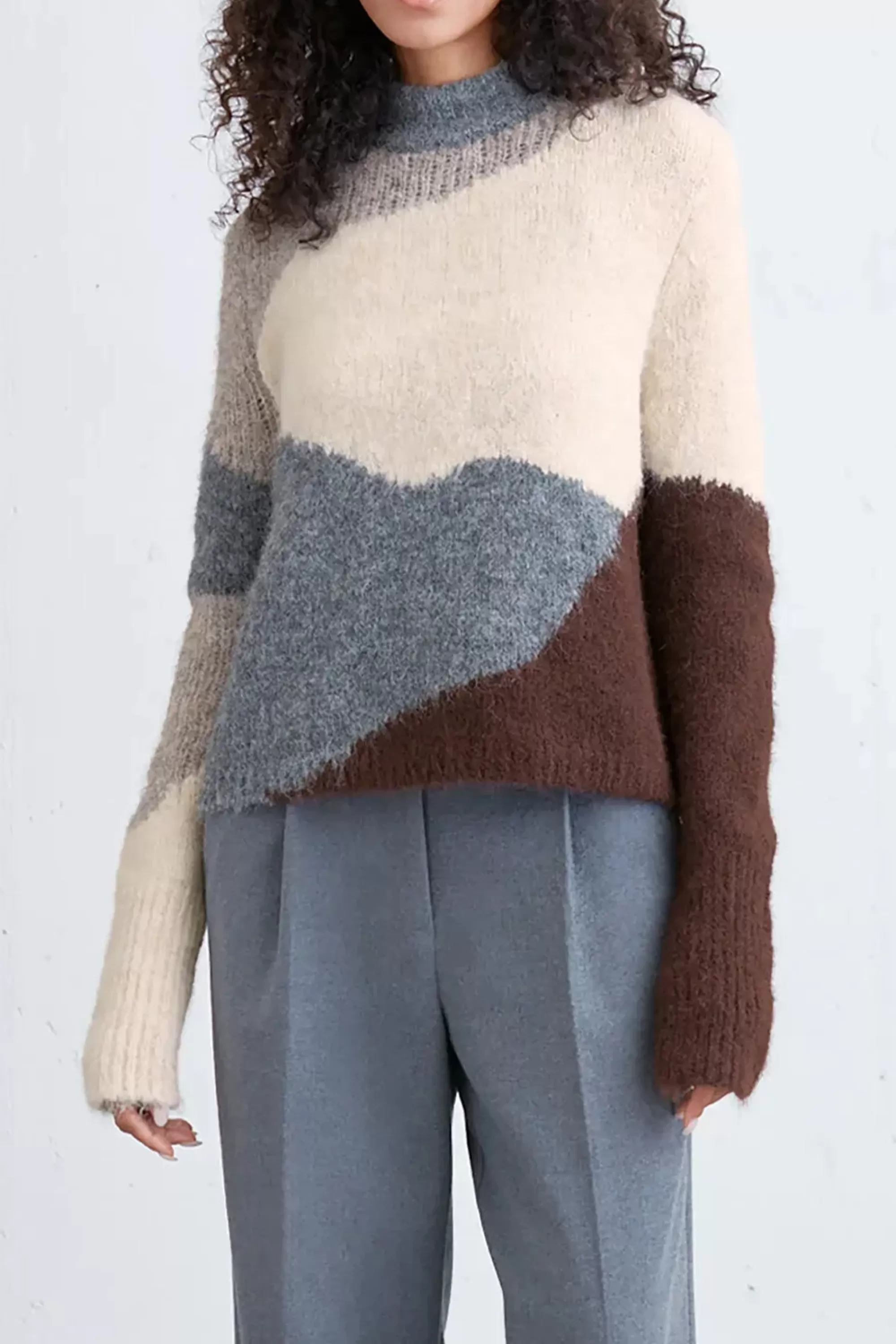 OAK + FORT INTARSIA KNIT SWEATER | Women Sweaters & Cardigans