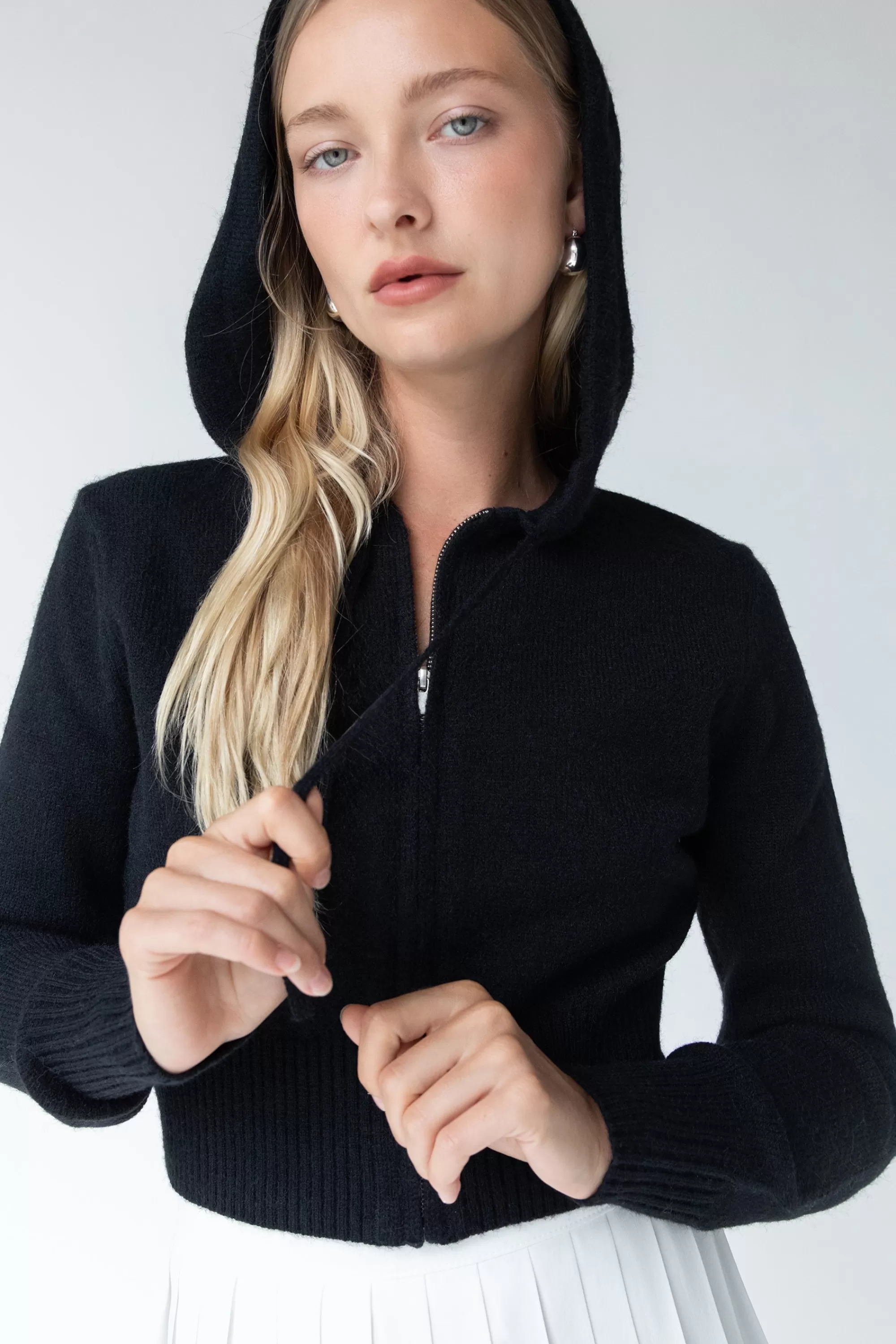 OAK + FORT KNIT ZIP-UP HOODIE | Women Sweaters & Cardigans