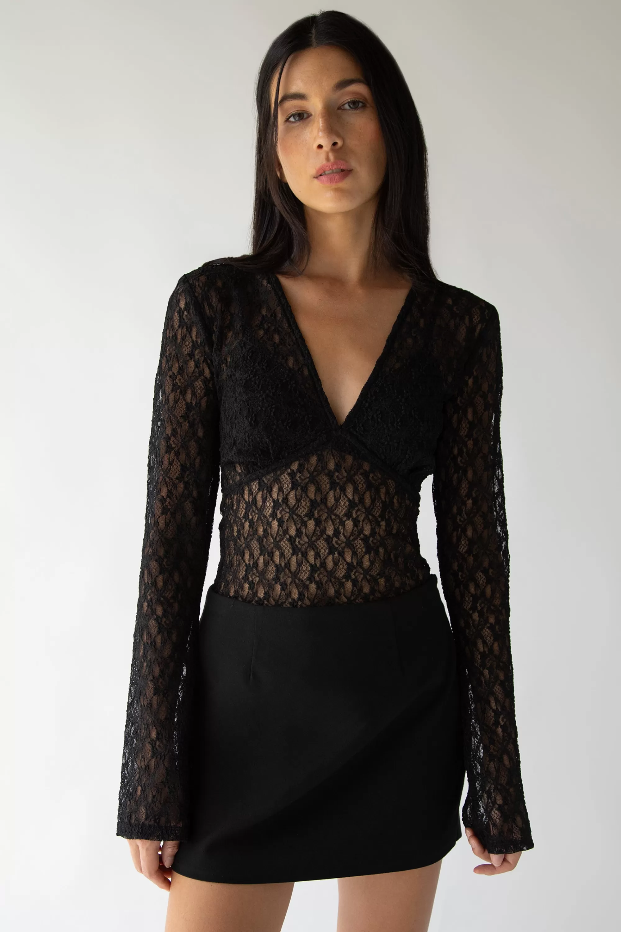 OAK + FORT LACE LONG SLEEVE TOP | Women Tops