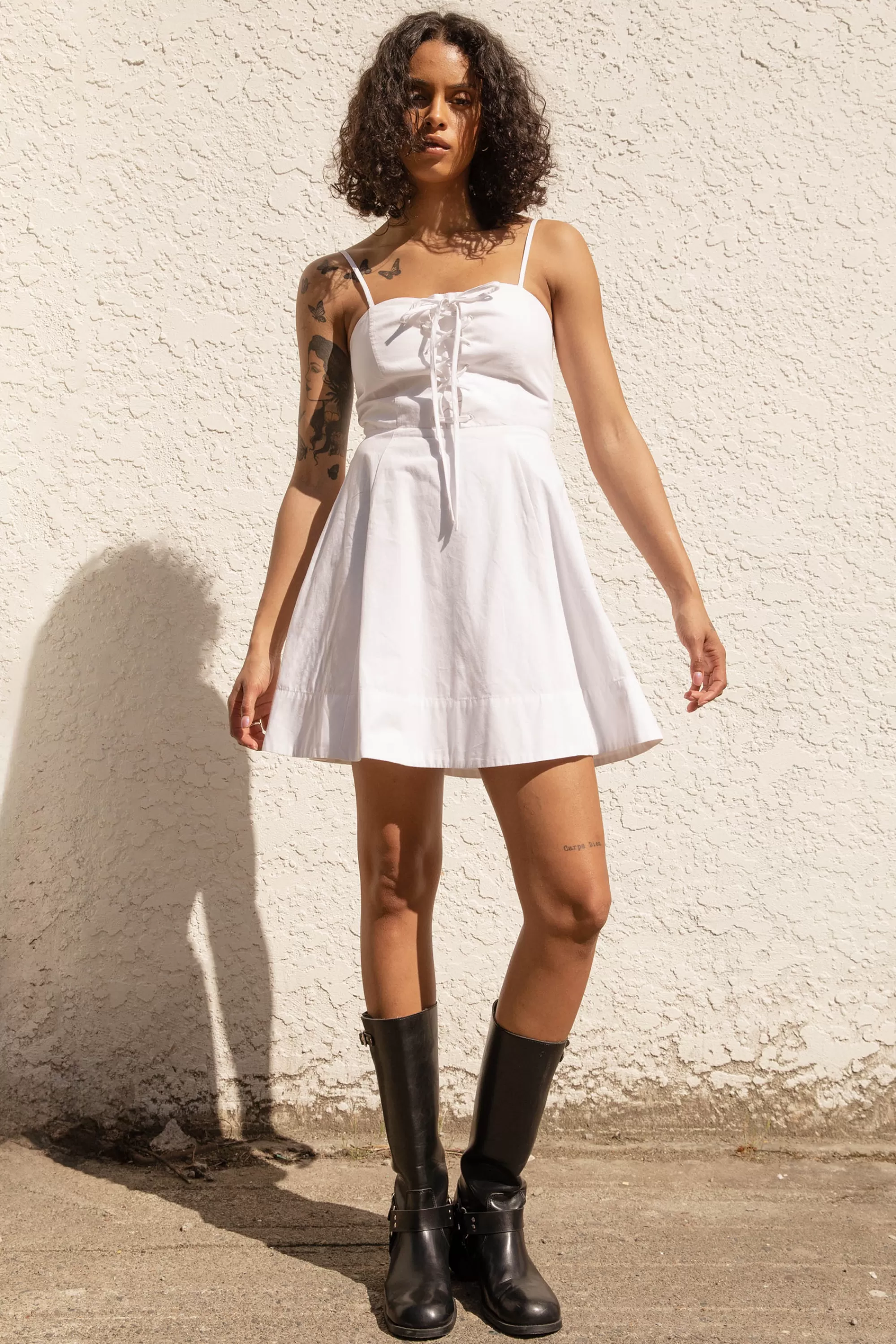 OAK + FORT LACE-UP BUSTIER MINI DRESS | Women Dresses