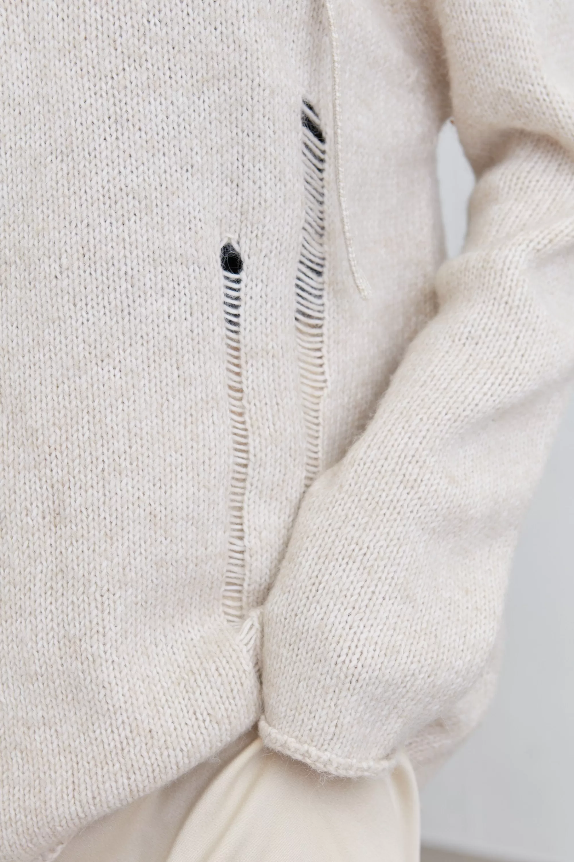 OAK + FORT LACE-UP DISTRESSED SWEATER | Women Sweaters & Cardigans