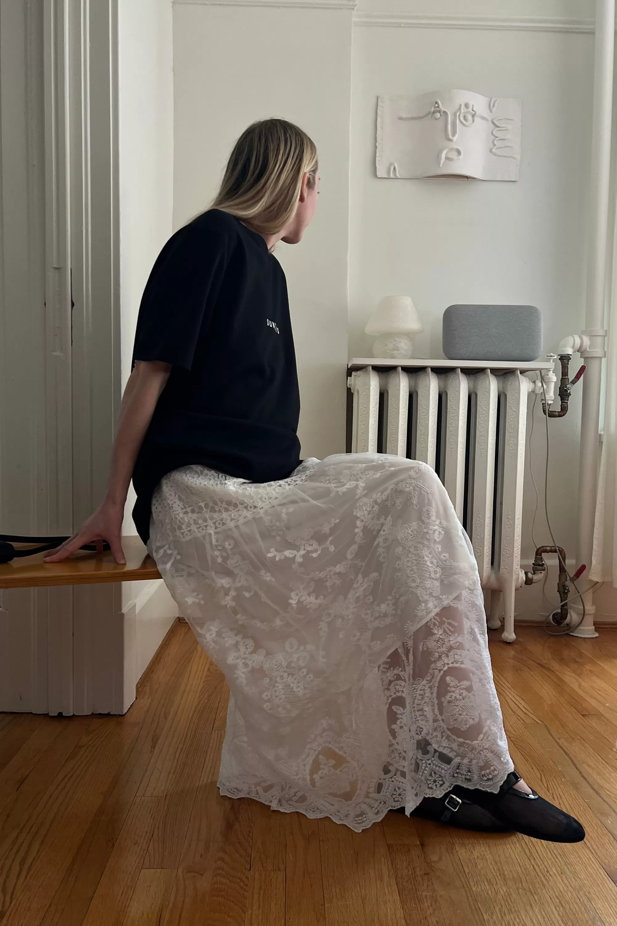 OAK + FORT LAYERED LACE MIDI SKIRT | Women Skirts