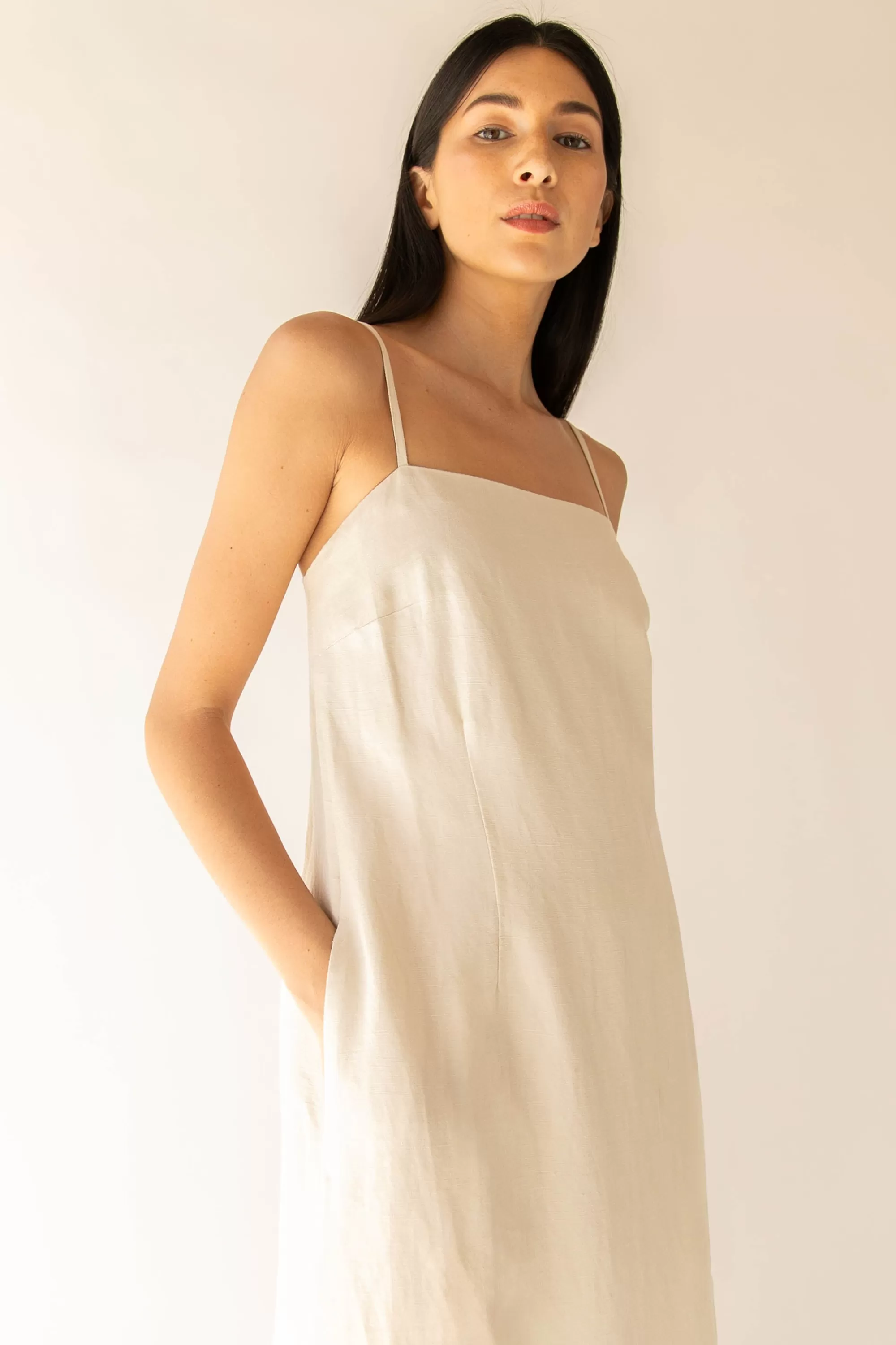 OAK + FORT LINEN BLEND MAXI DRESS | Women Dresses