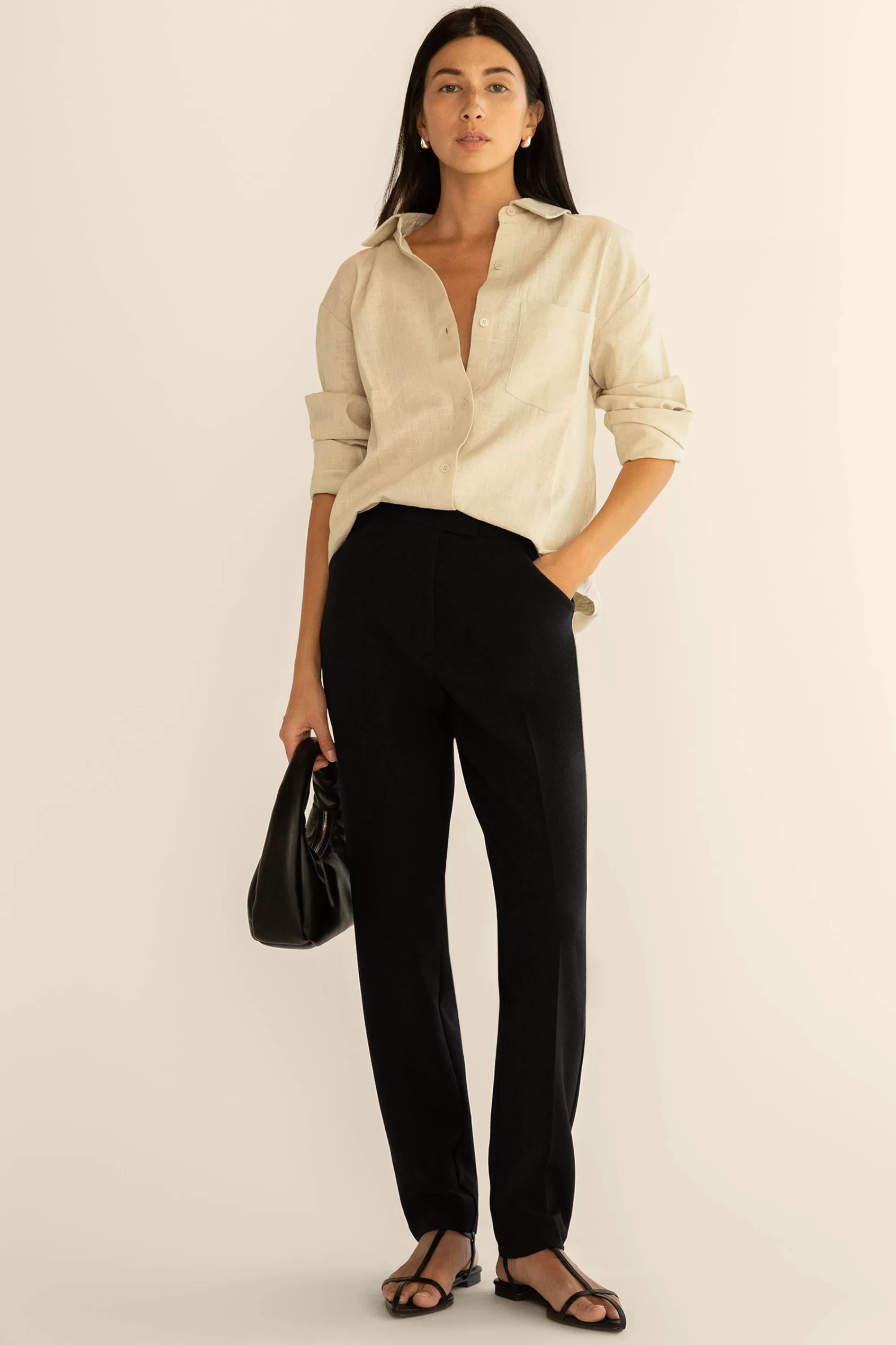 OAK + FORT LINEN BLEND SHIRT | Women Tops