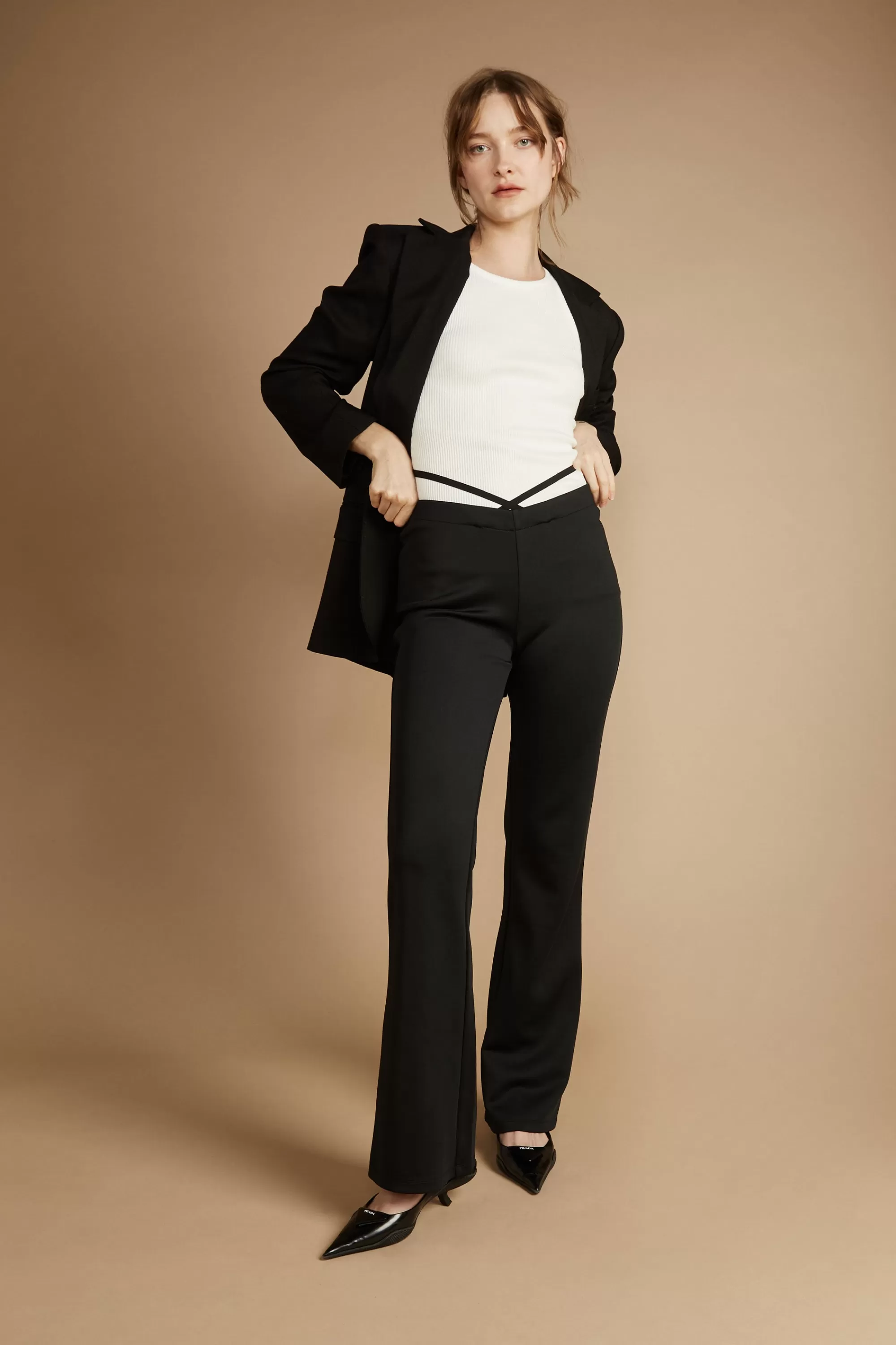 OAK + FORT LOW RISE PANT WITH WAIST TIE | Women Pants