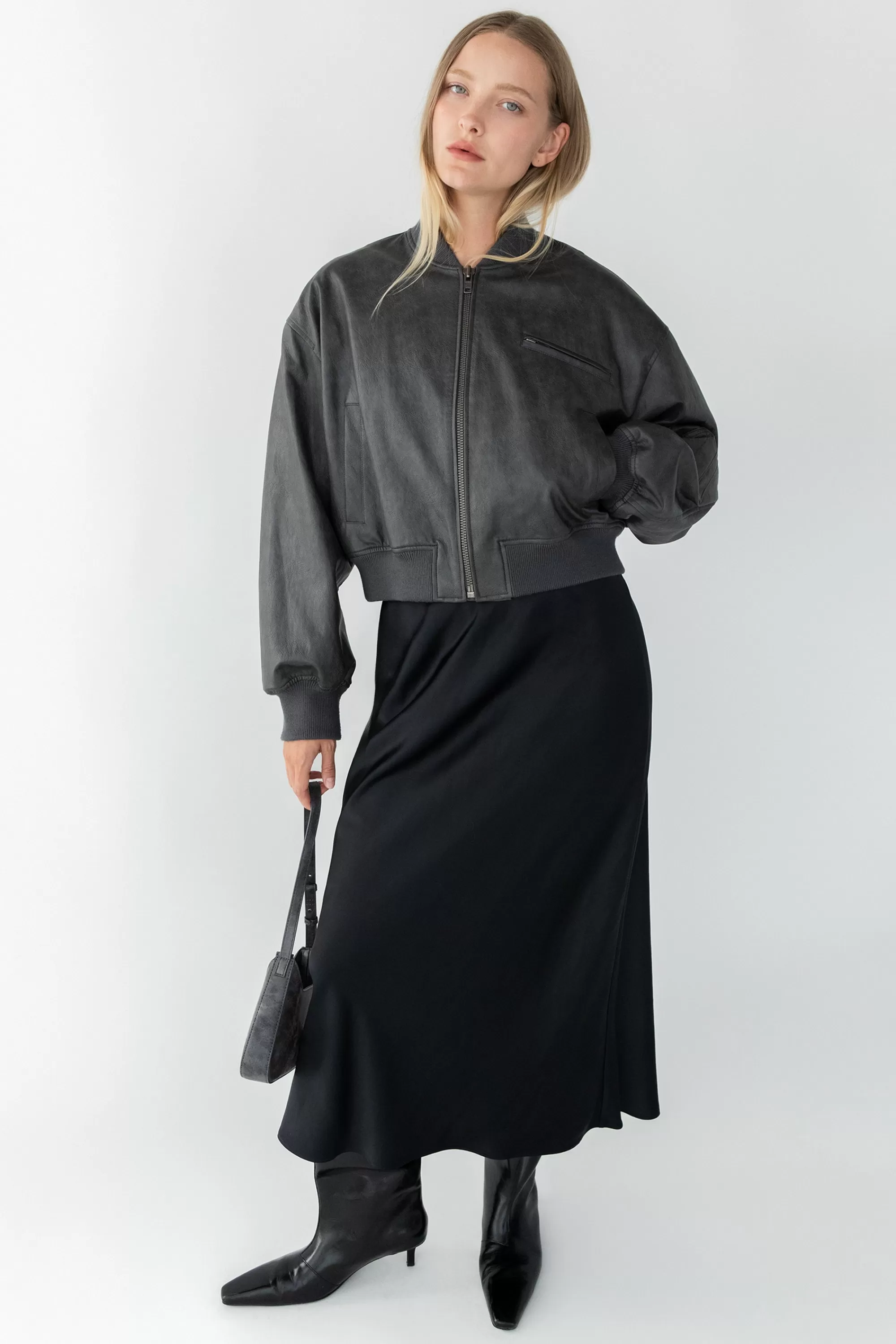 OAK + FORT MAXI SATIN SLIP SKIRT | Women Skirts