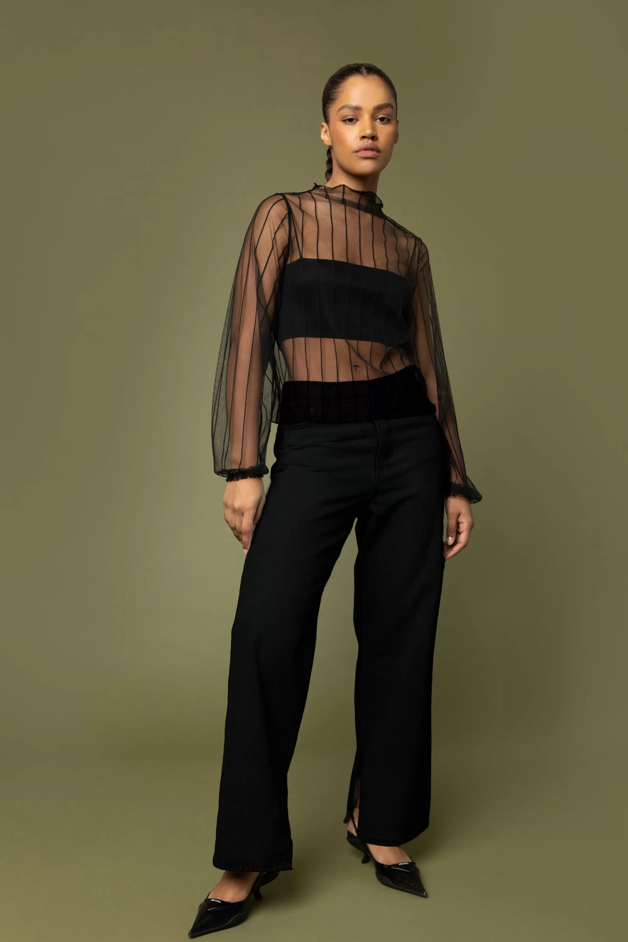 OAK + FORT MESH BLOUSE | Women Tops