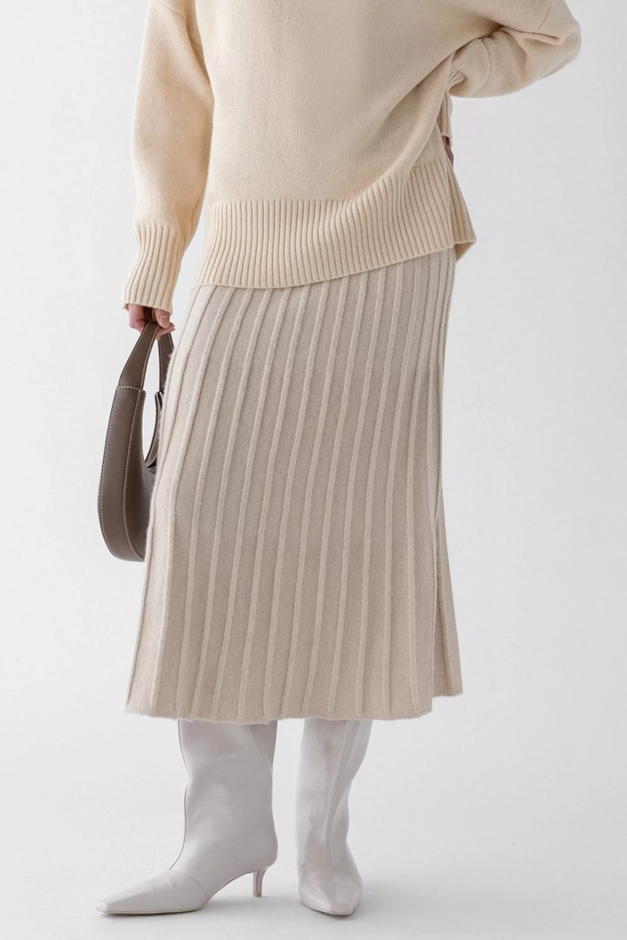 OAK + FORT MIDI KNIT SWEATER SKIRT | Women Skirts