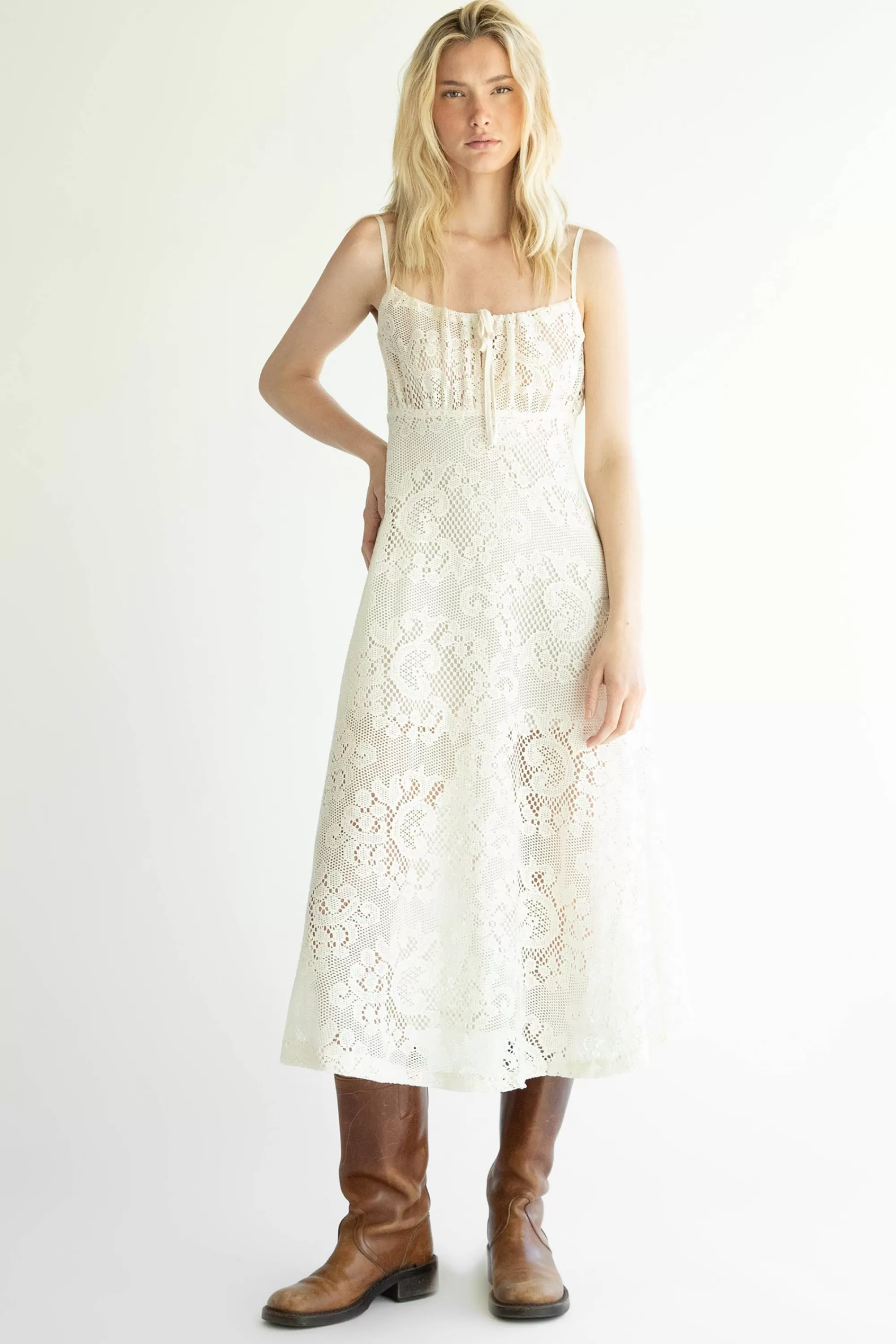 OAK + FORT MIDI LACE DRESS | Women Dresses