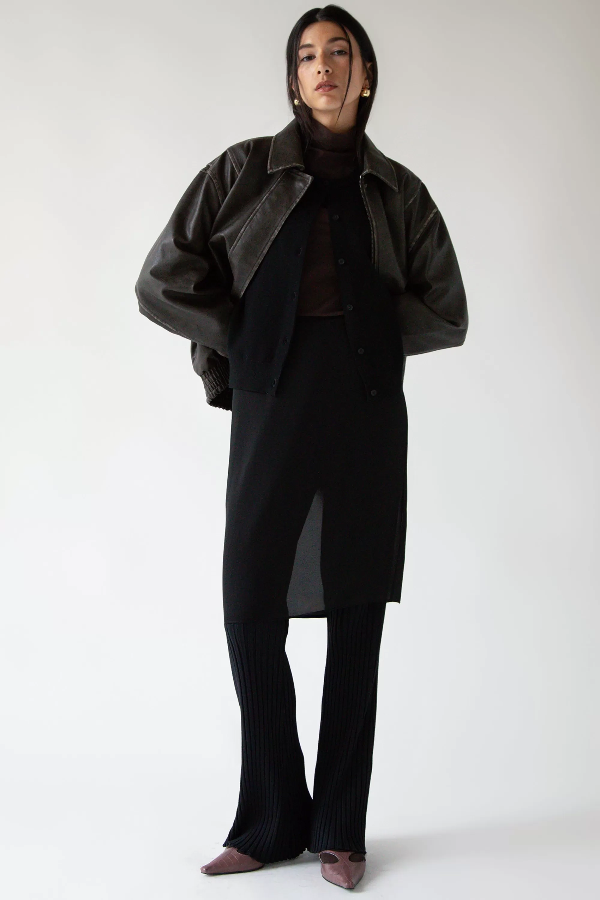 OAK + FORT MIDI LENGTH SHEER SKIRT | Women Skirts