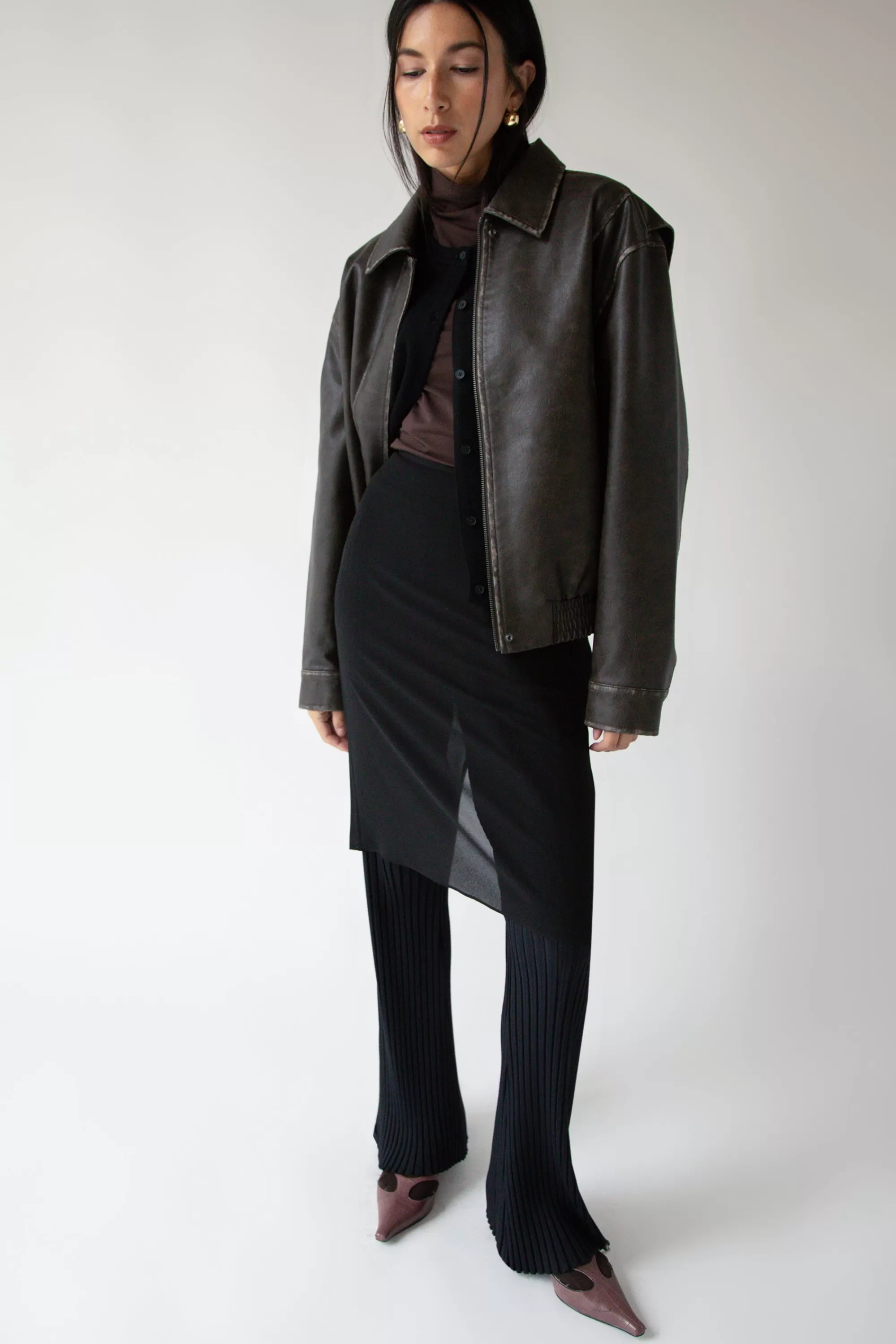 OAK + FORT MIDI LENGTH SHEER SKIRT | Women Skirts