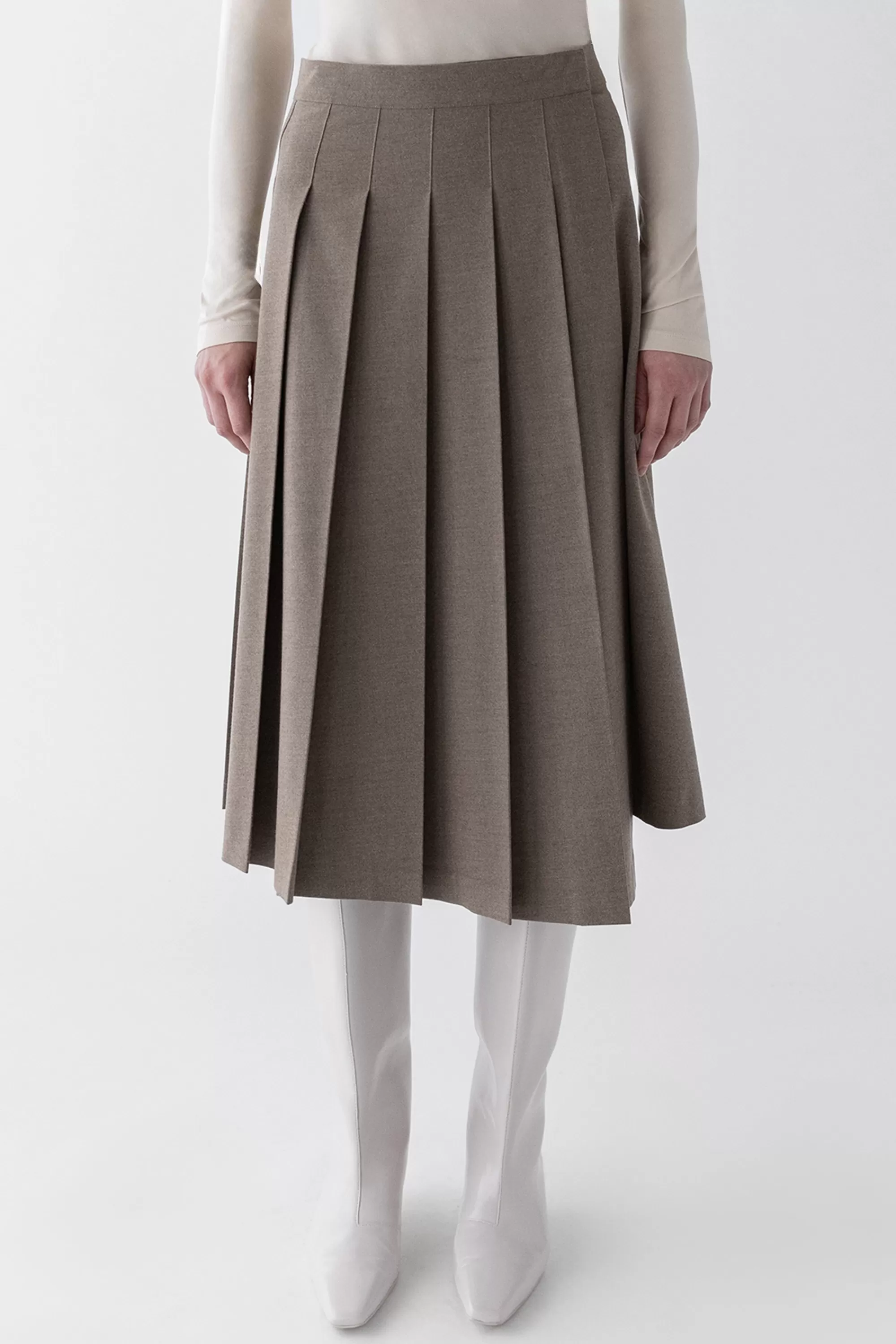 OAK + FORT MIDI PLEATED ASYMMETRICAL SKIRT | Women Skirts