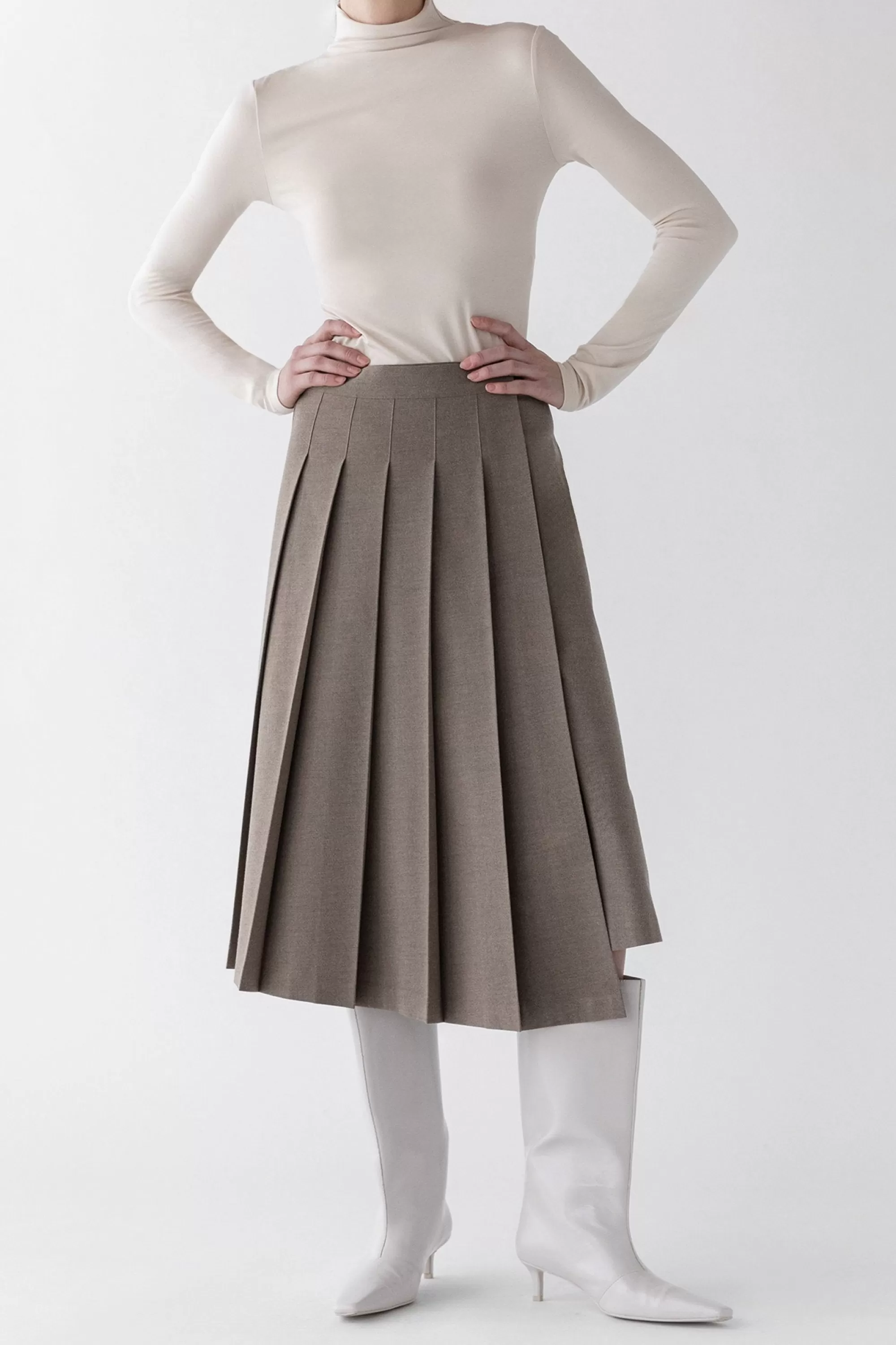 OAK + FORT MIDI PLEATED ASYMMETRICAL SKIRT | Women Skirts