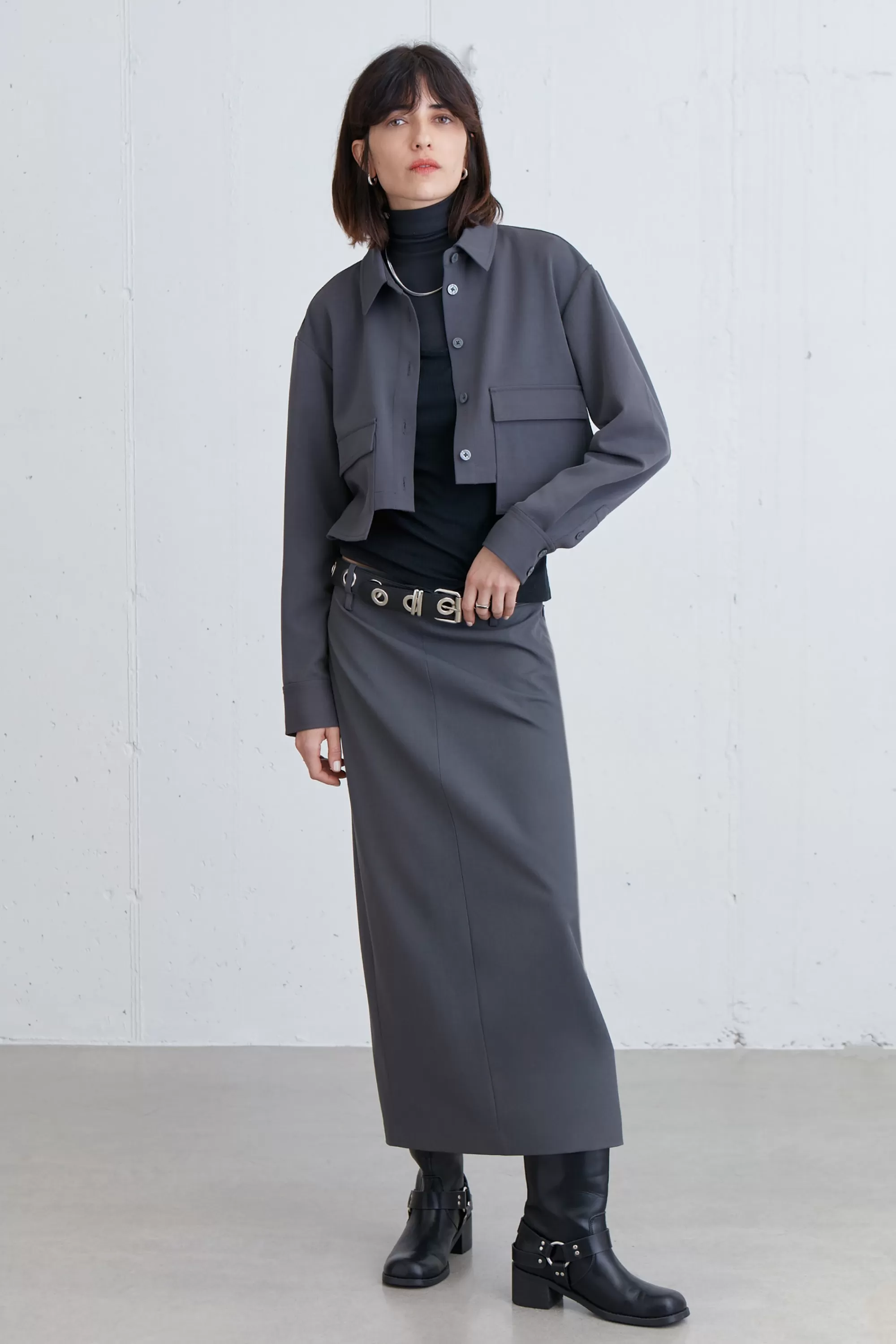 OAK + FORT MIDI SUITING SKIRT | Women Skirts