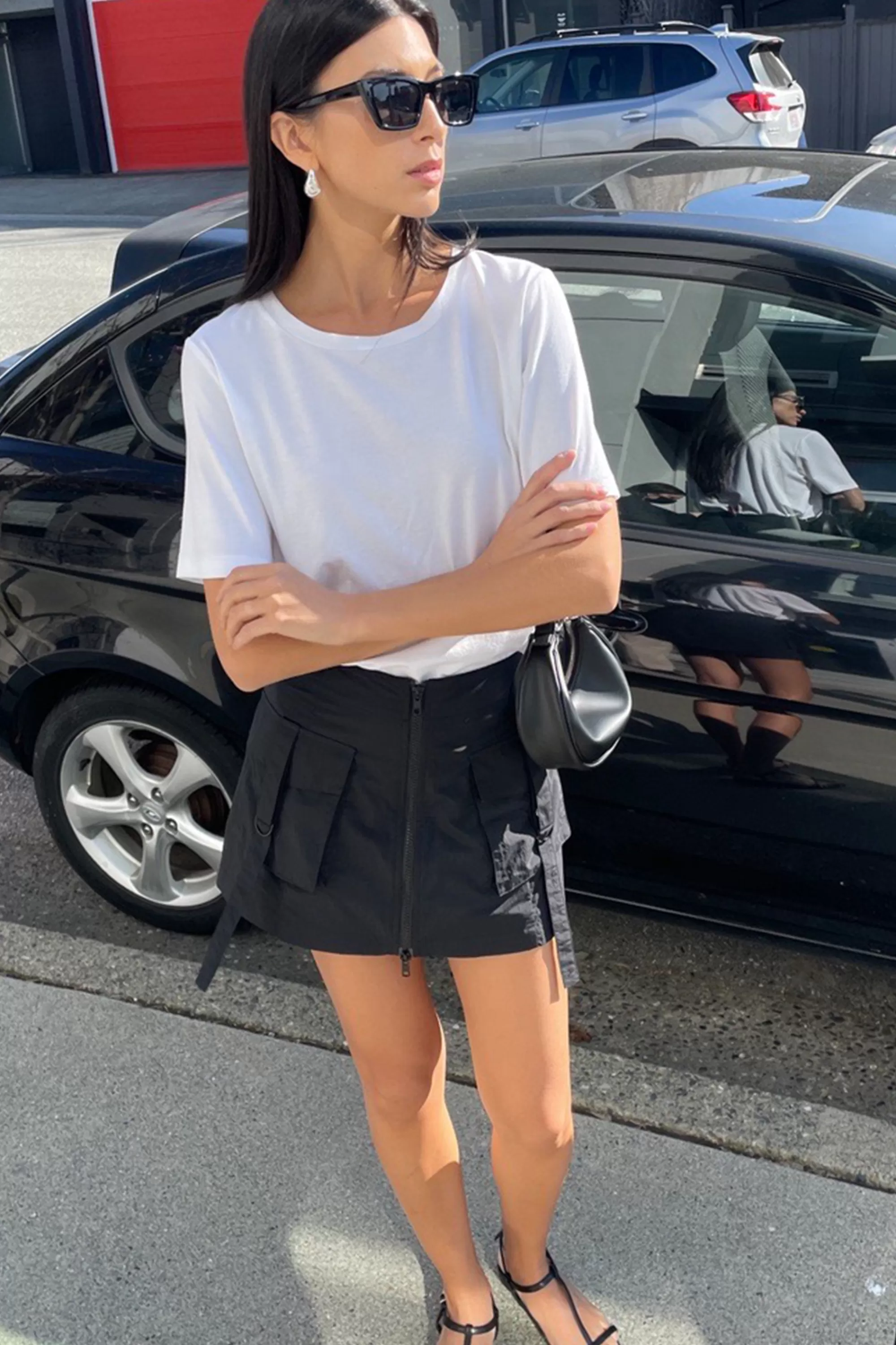 OAK + FORT MINI NYLON CARGO SKIRT | Women Skirts