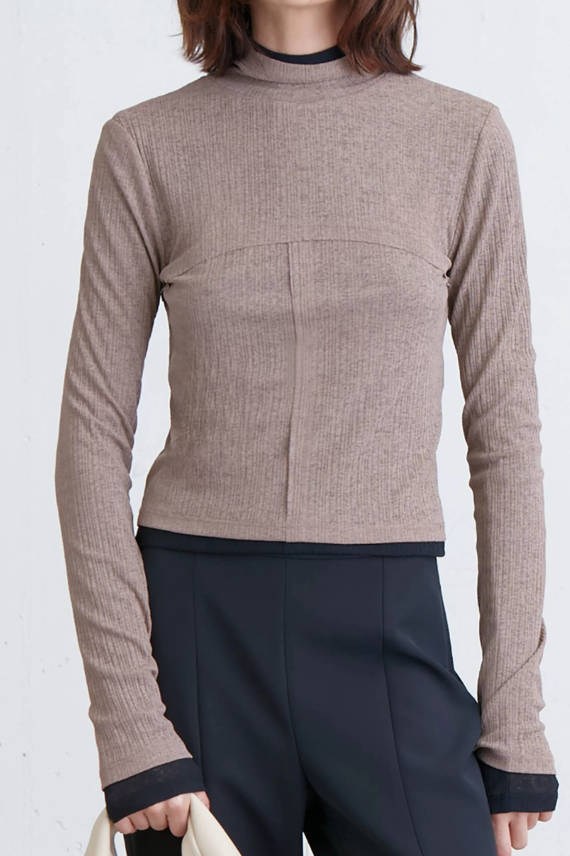 OAK + FORT MOCKNECK TOP WITH SEAM DETAILS | Women Tops