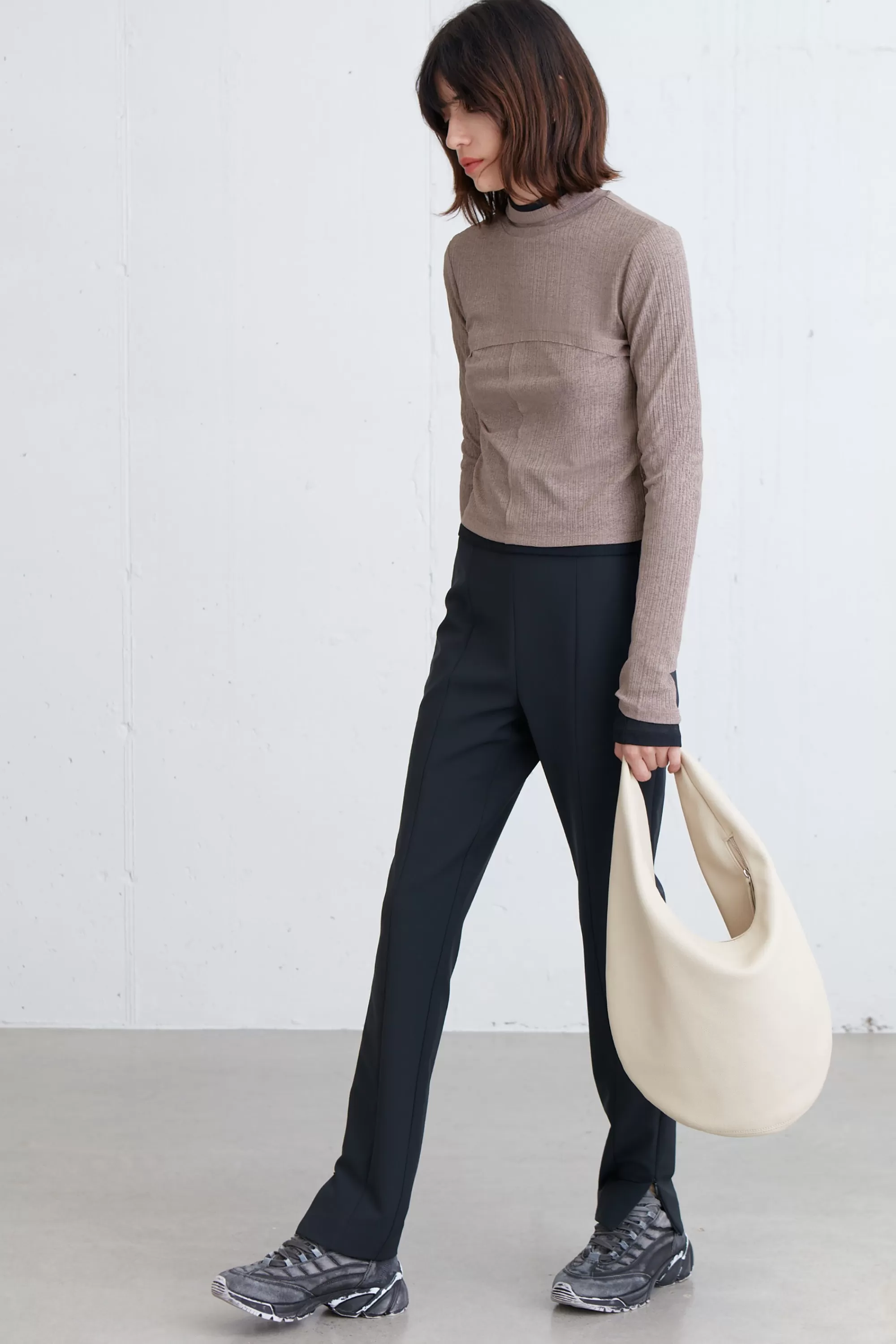 OAK + FORT MOCKNECK TOP WITH SEAM DETAILS | Women Tops