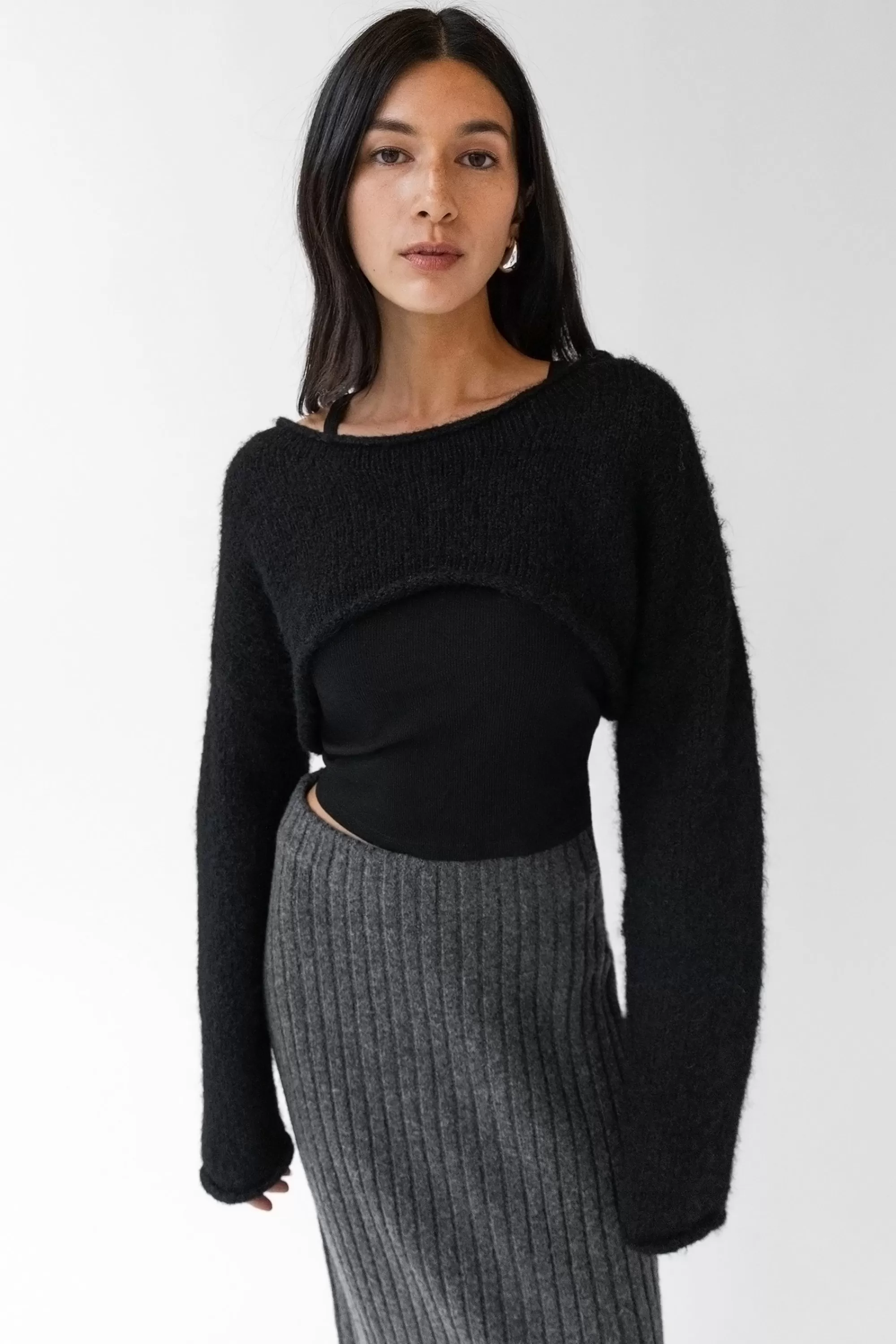 OAK + FORT MOHAIR WOOL-BLEND BOLERO | Women Sweaters & Cardigans