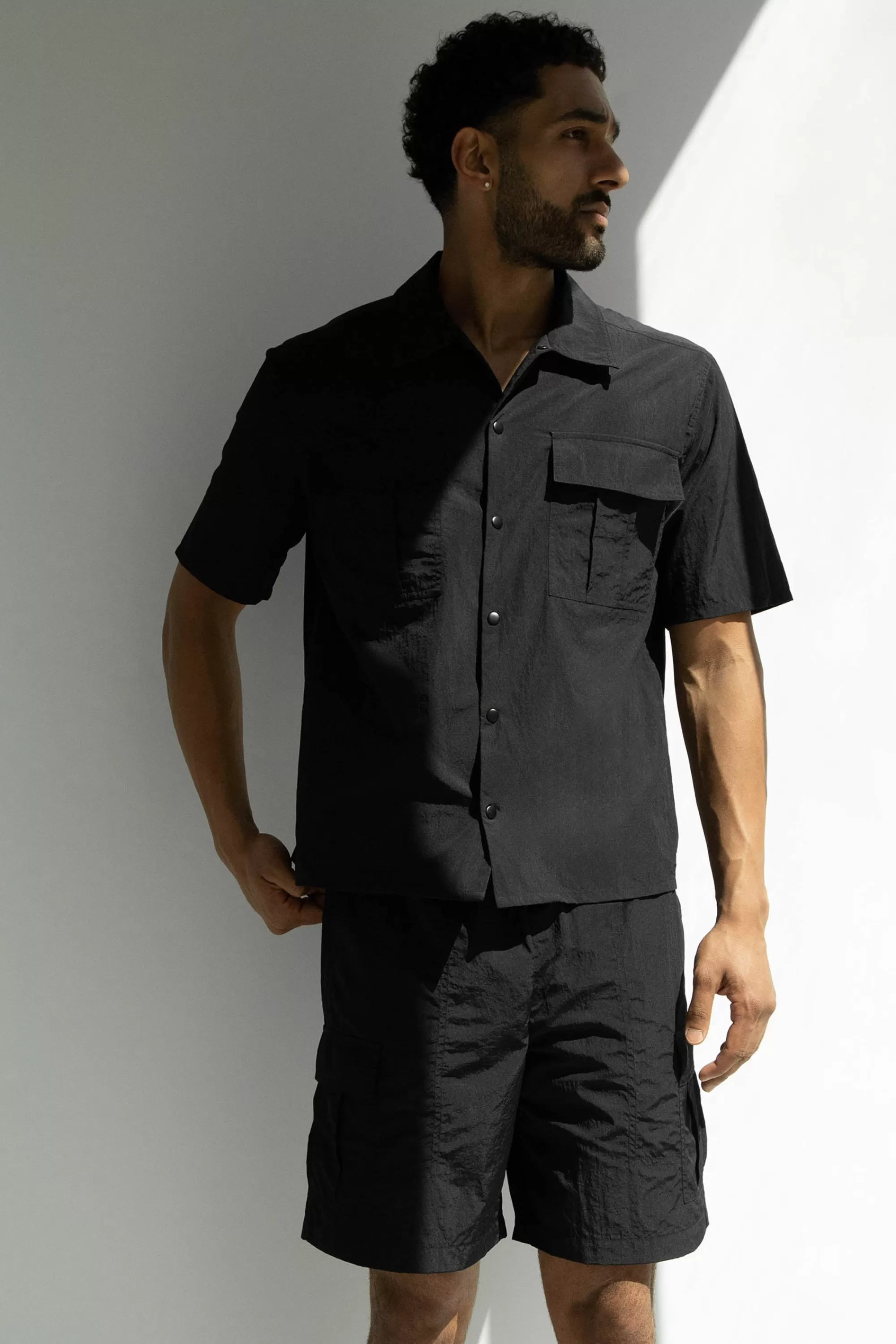 OAK + FORT NYLON SHORT SLEEVE SHIRT | Matching Sets