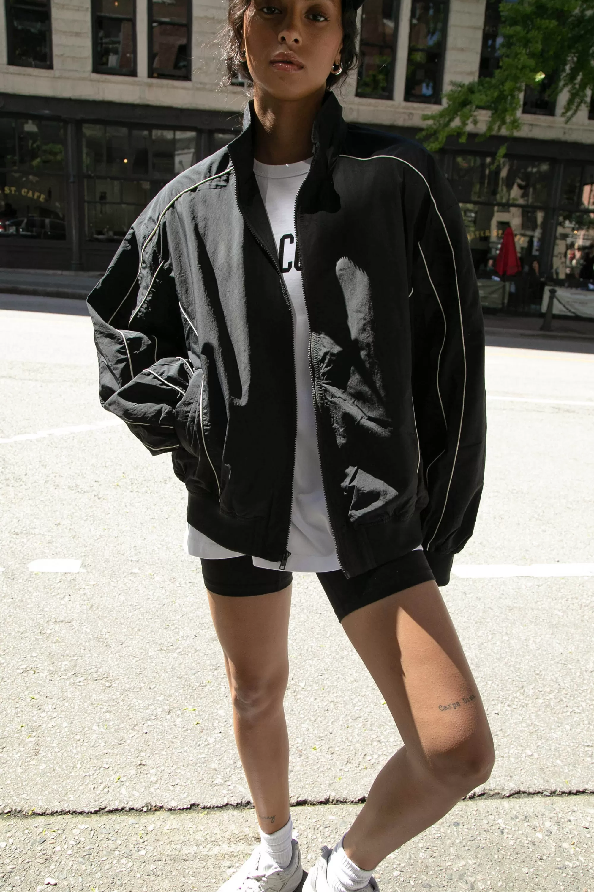 OAK + FORT NYLON TRACK ZIP-UP JACKET | Women Coats & Jackets